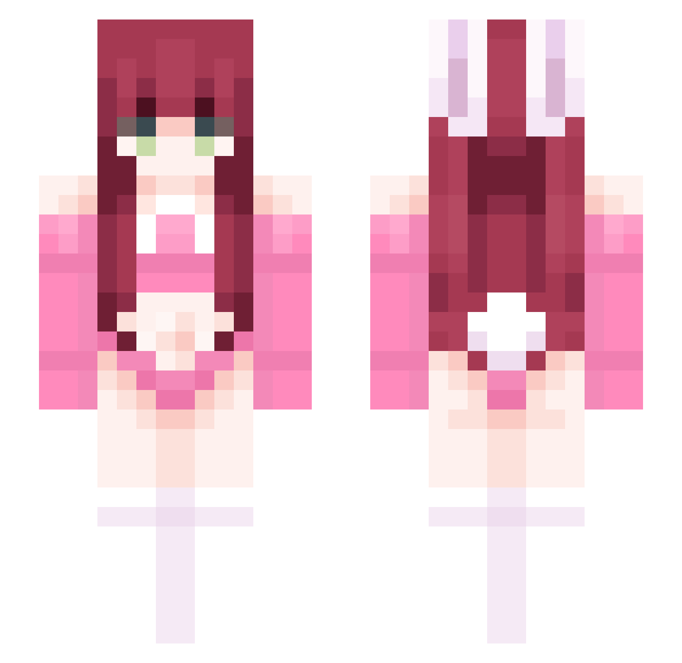 YourEGirl Minecraft skin, front and back view