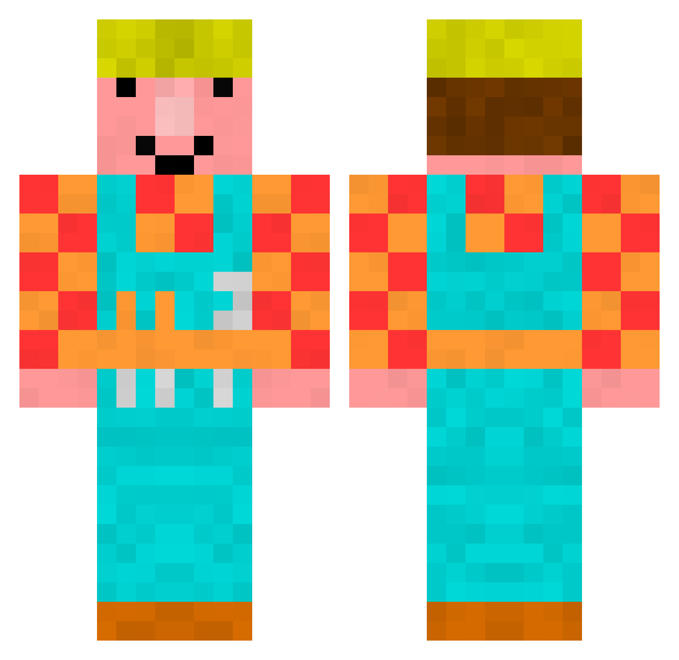 Snoring Minecraft skin, front and back view