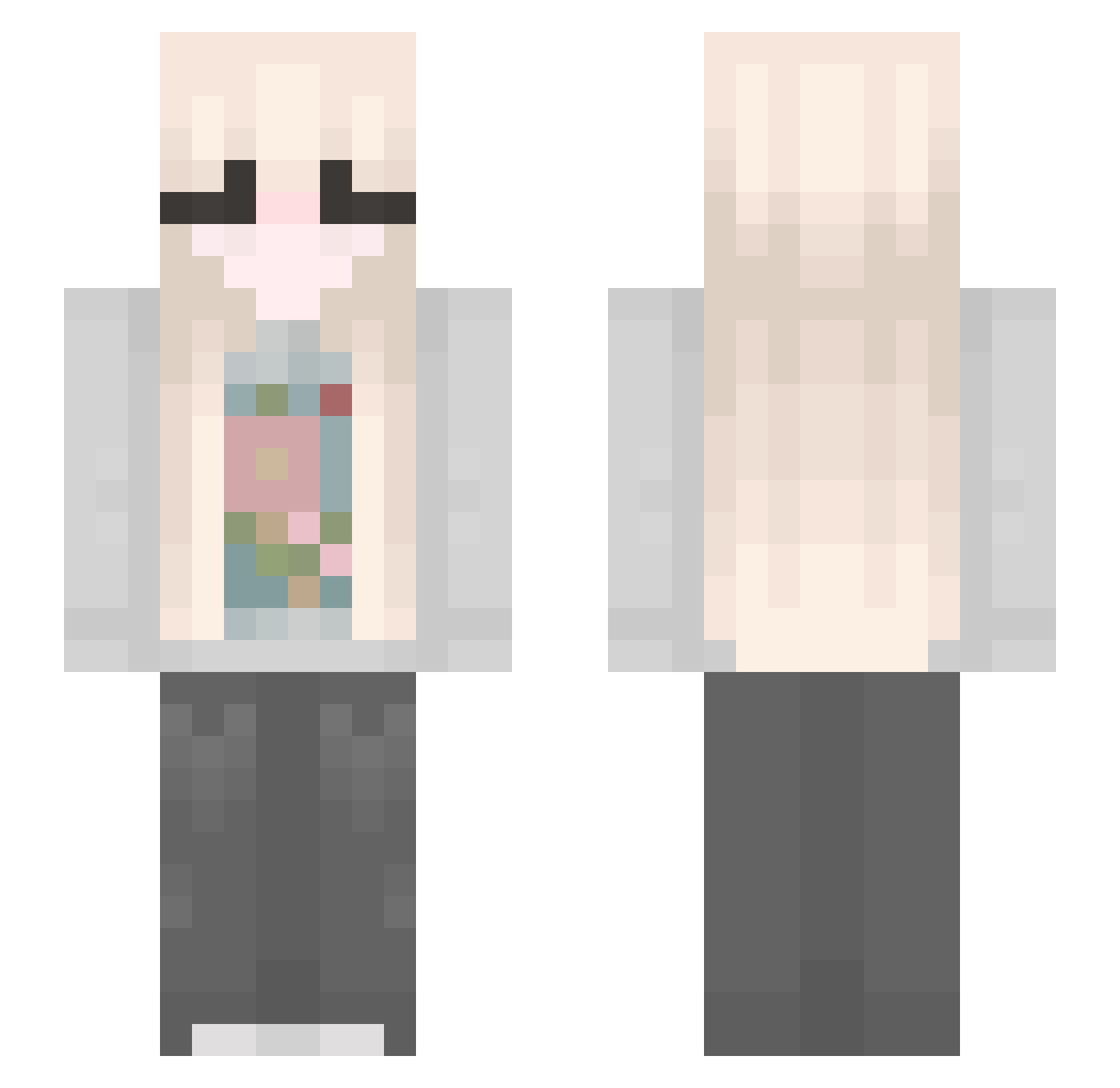 xminea Minecraft skin, front and back view