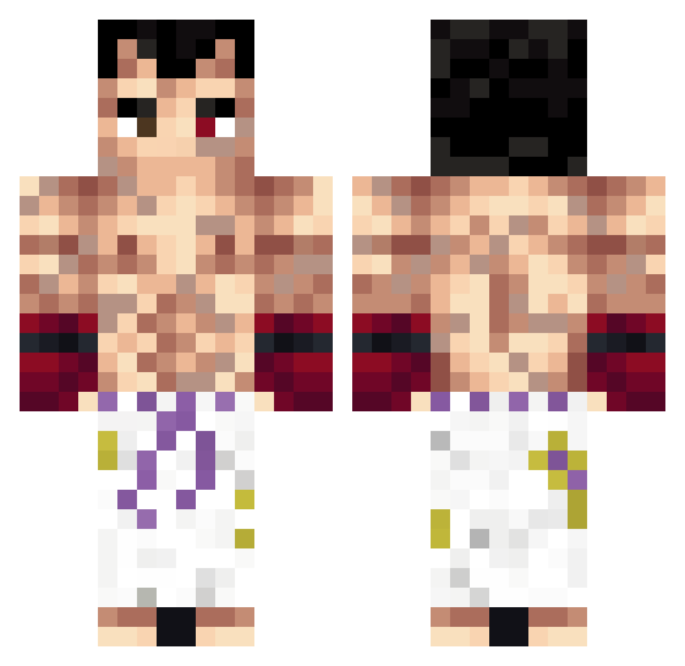DestructionVibe Minecraft skin, front and back view