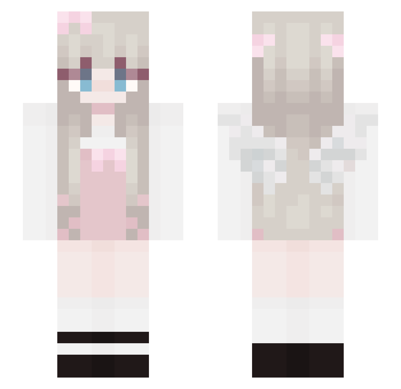 hello_kira Minecraft skin, front and back view
