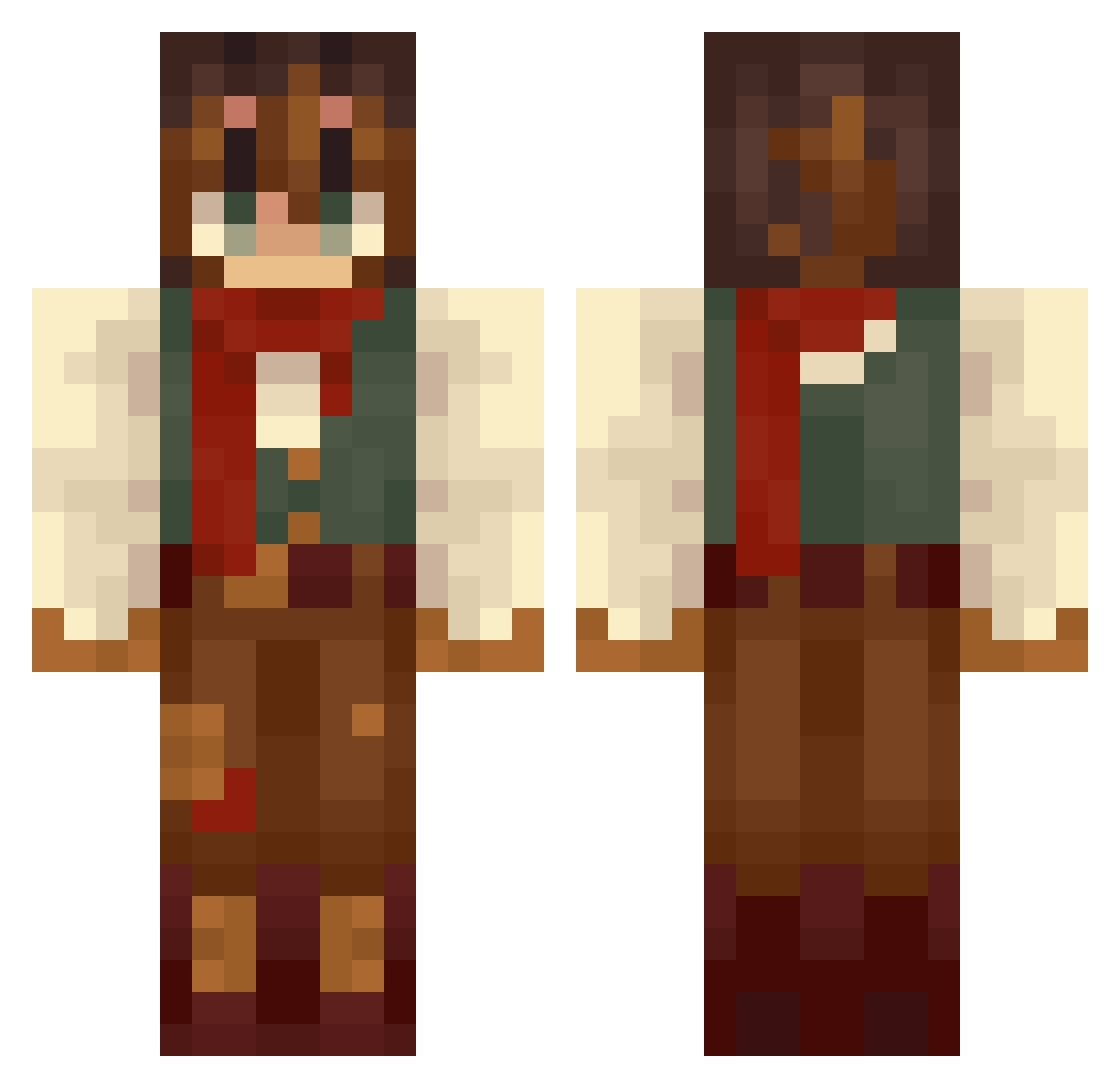 Aspondicus Minecraft skin, front and back view