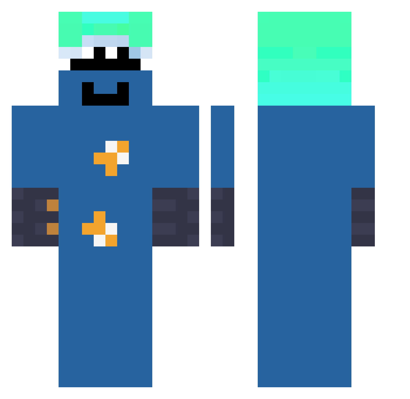 xApollo1010 Minecraft skin, front and back view