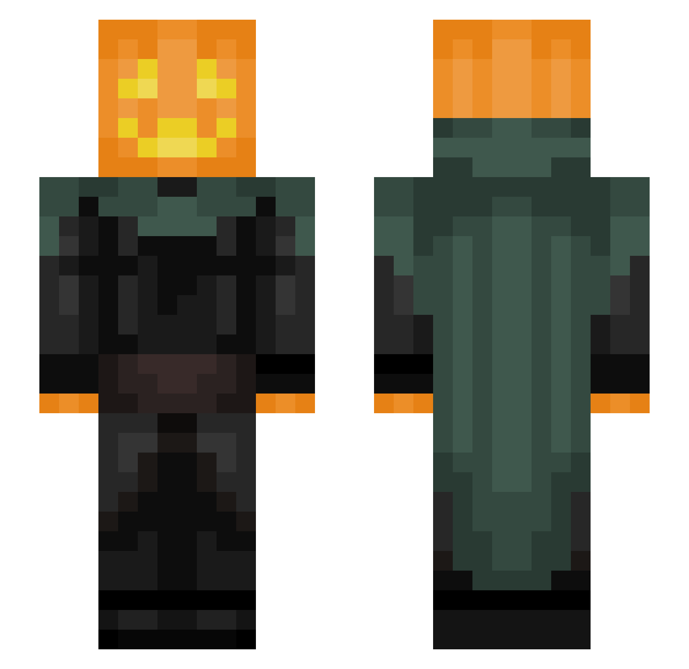 Npdowgs Minecraft skin, front and back view