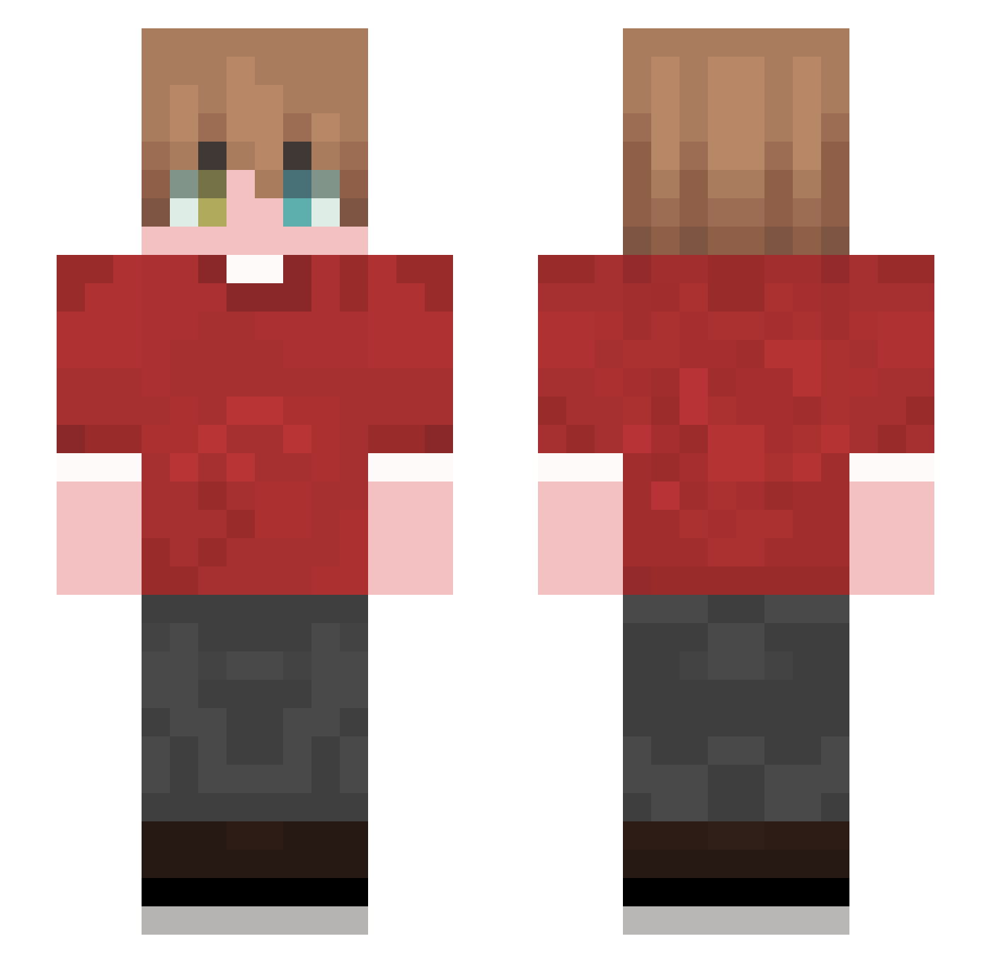 BubbleTheBees Minecraft skin, front and back view