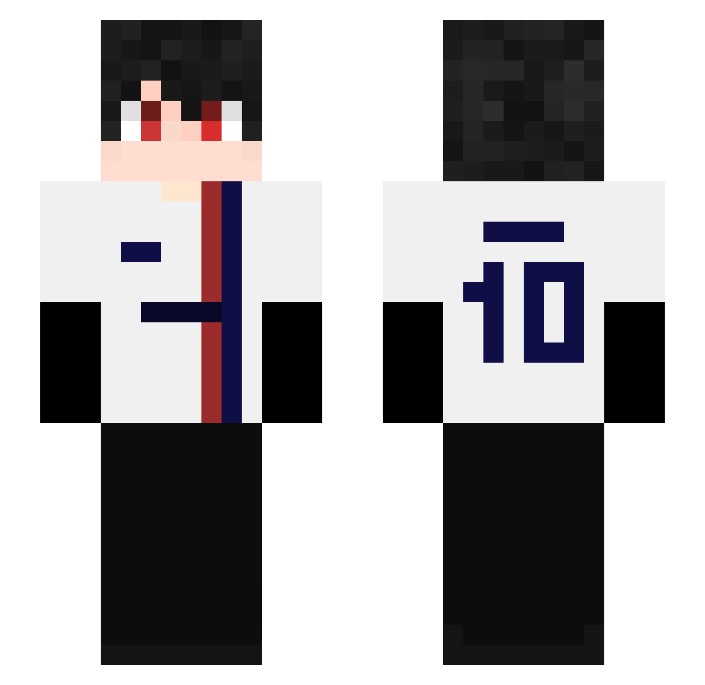 Blackzim10 Minecraft skin, front and back view