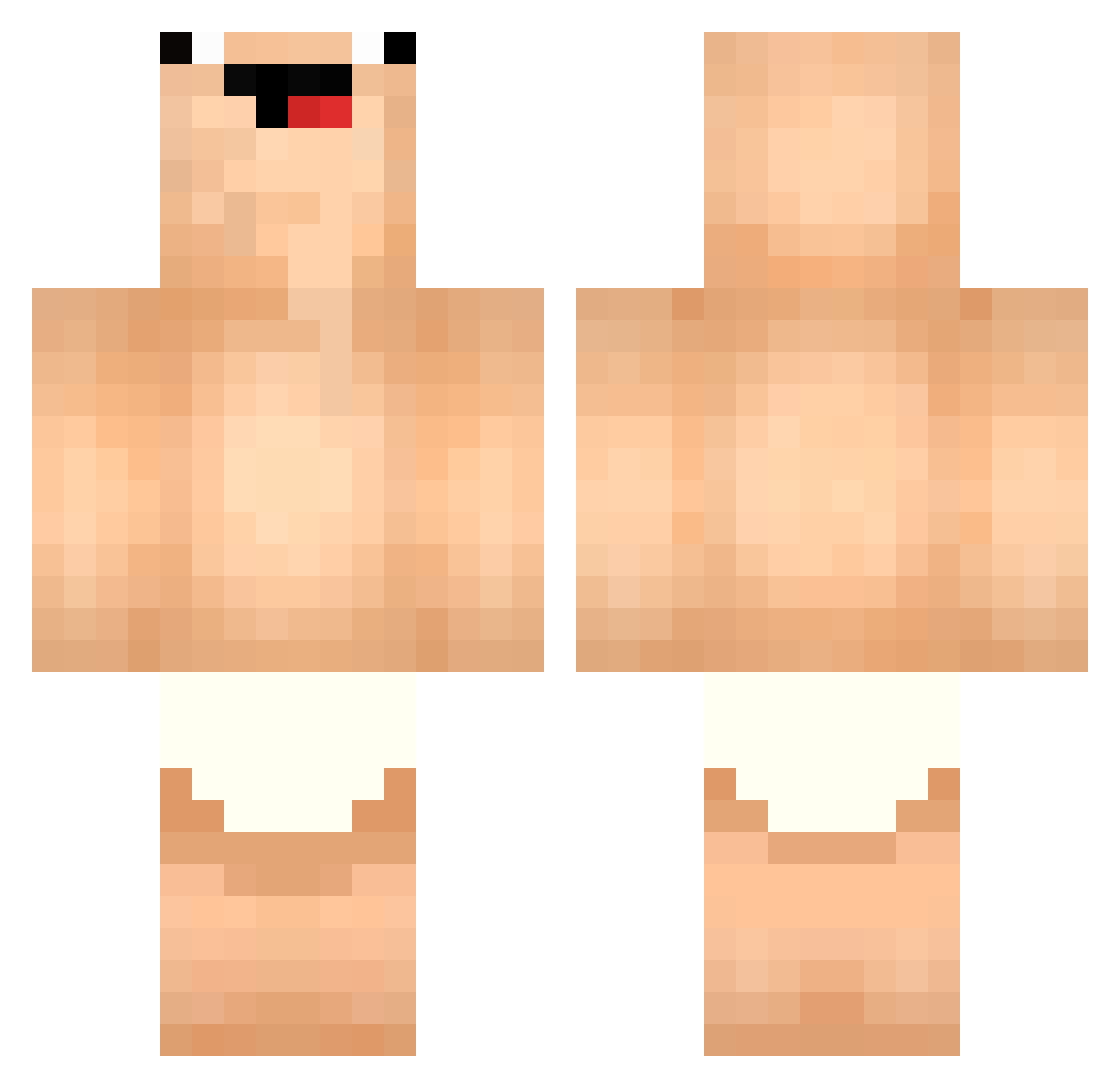 Yungfigz Minecraft skin, front and back view