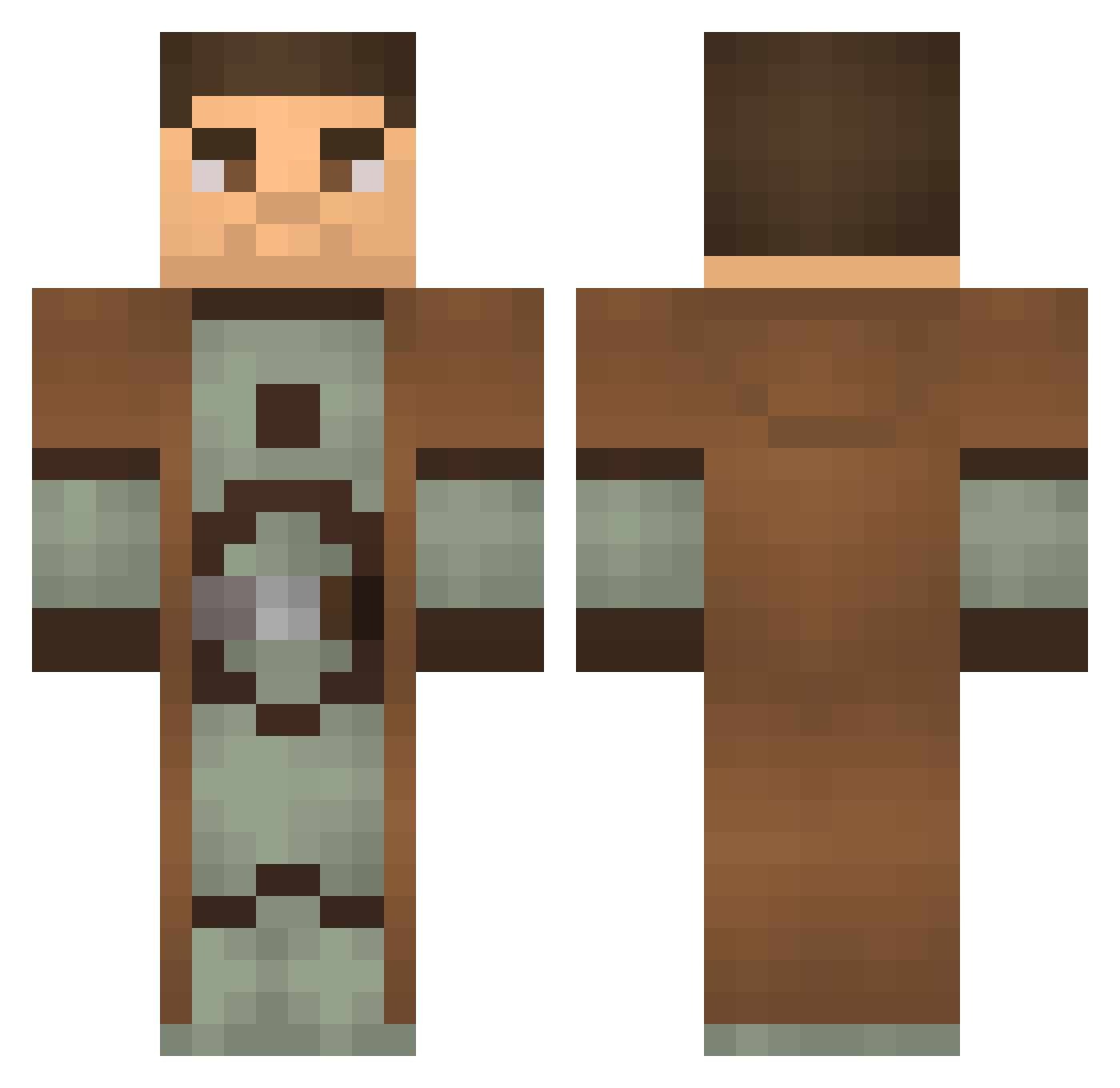 TravelerVII Minecraft skin, front and back view