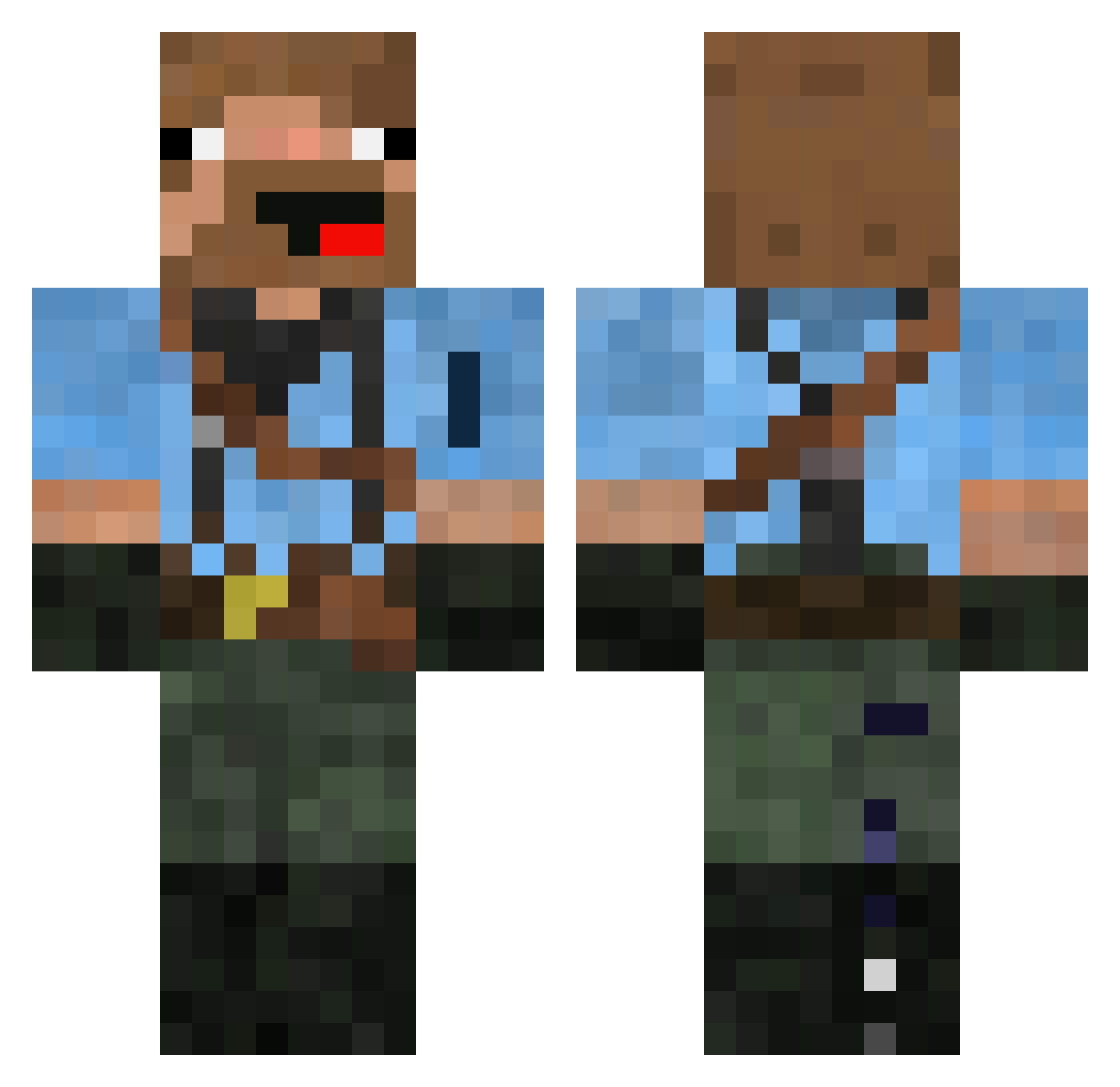 TPlayz07 Minecraft skin, front and back view