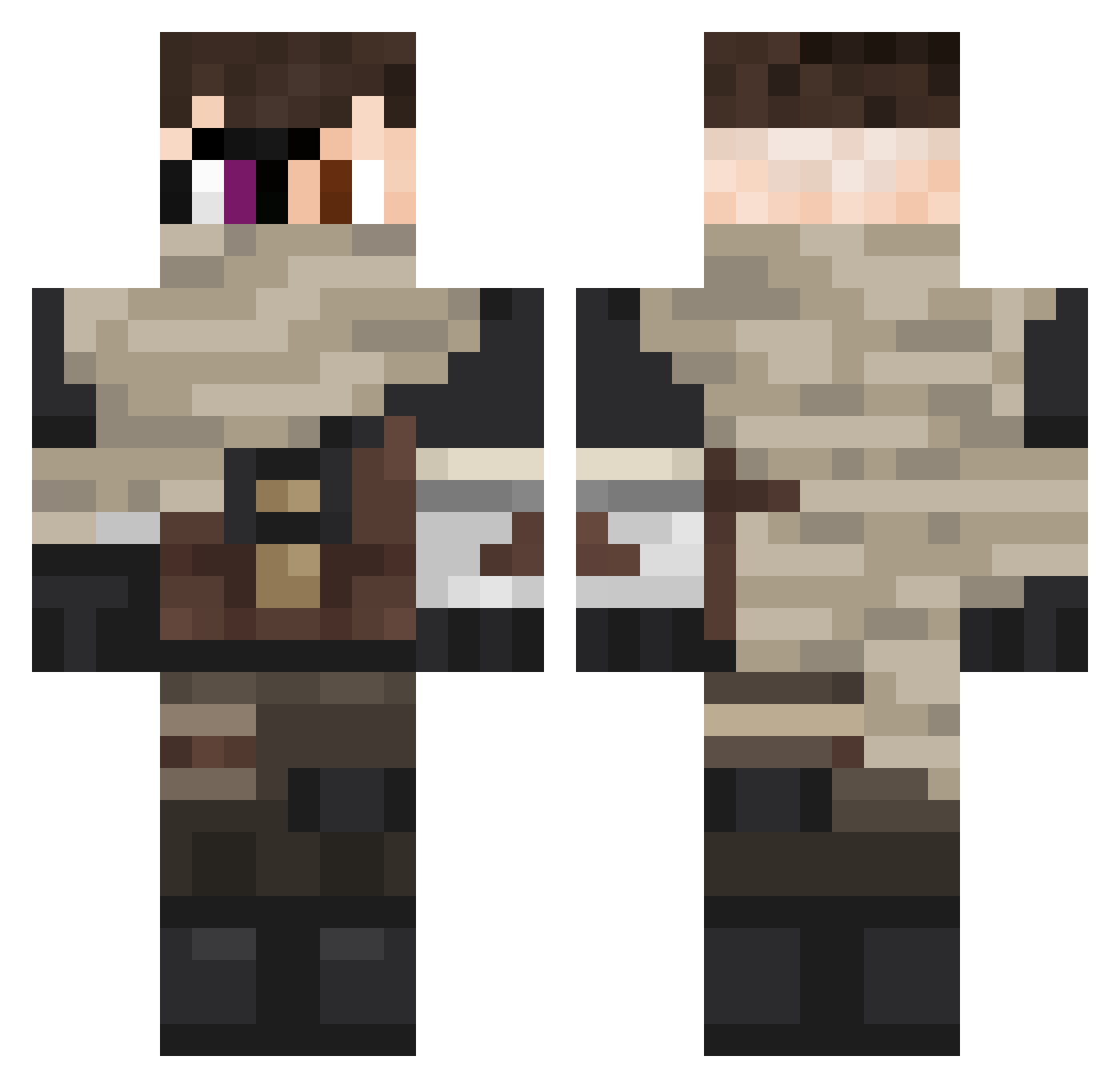 EnderenHD Minecraft skin, front and back view