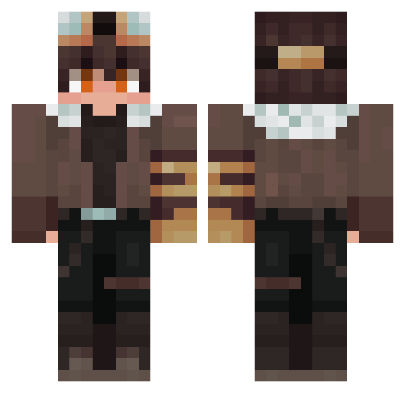 Arius47 Minecraft skin, front and back view