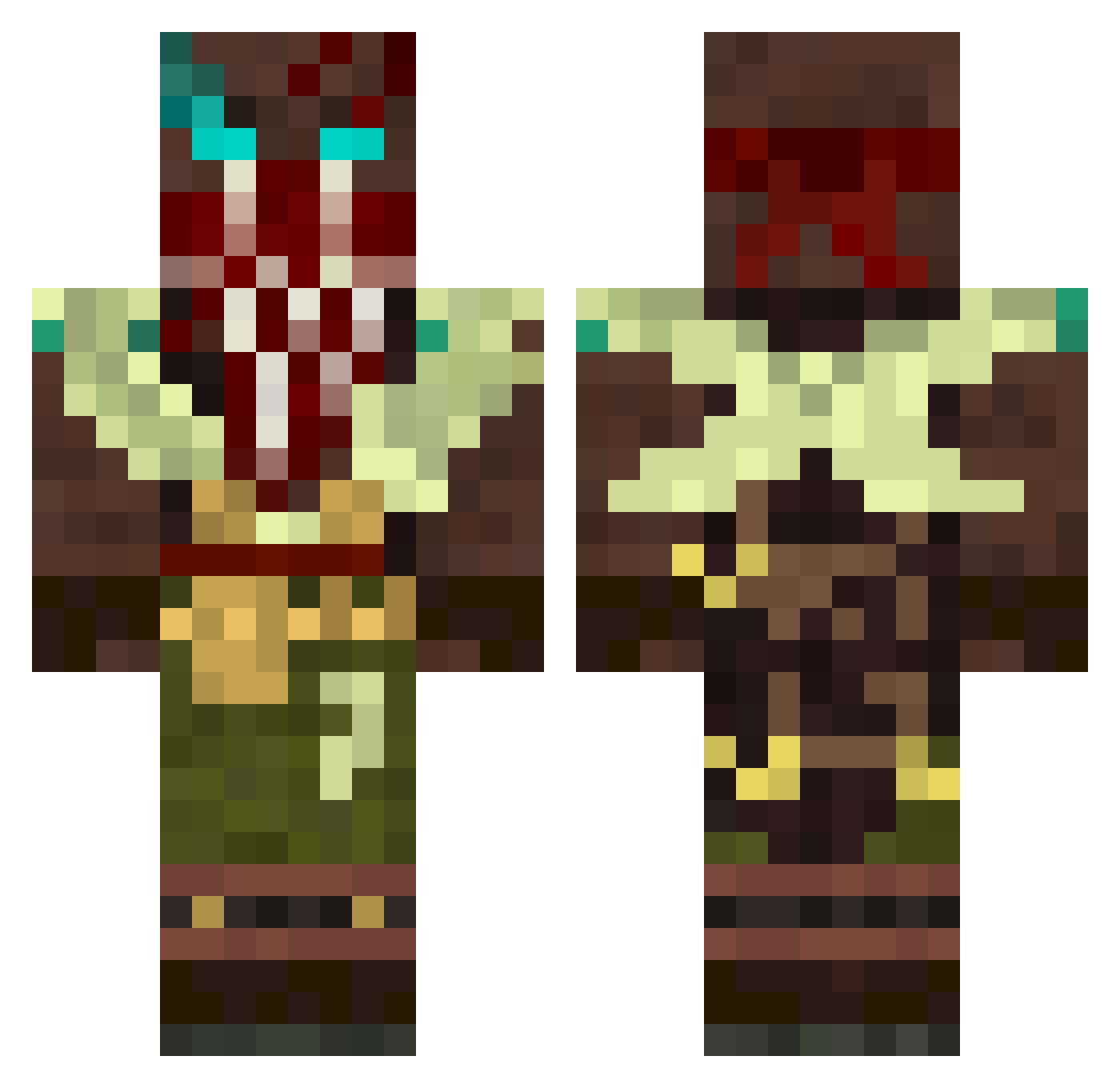 Vishtasp Minecraft skin, front and back view