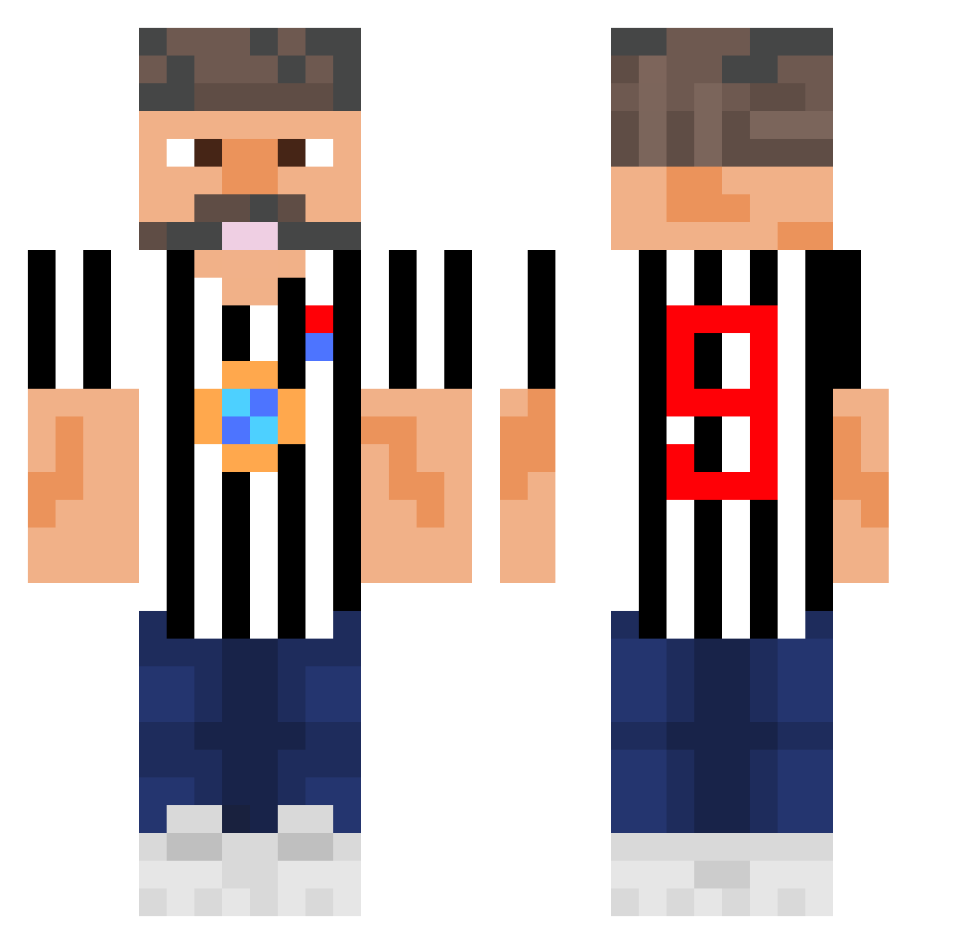 Brramble Minecraft skin, front and back view