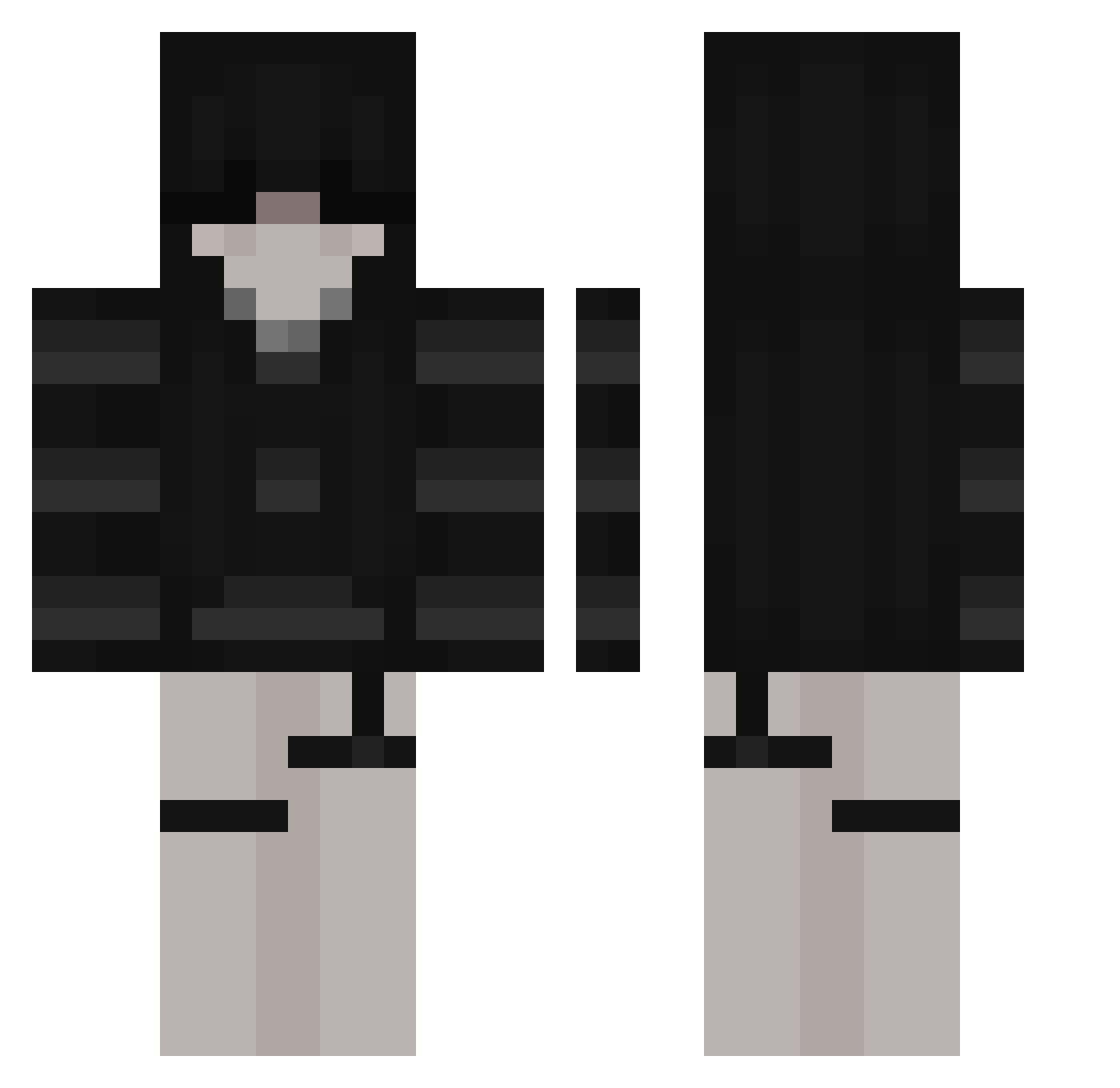 Bannyscrame Minecraft skin, front and back view
