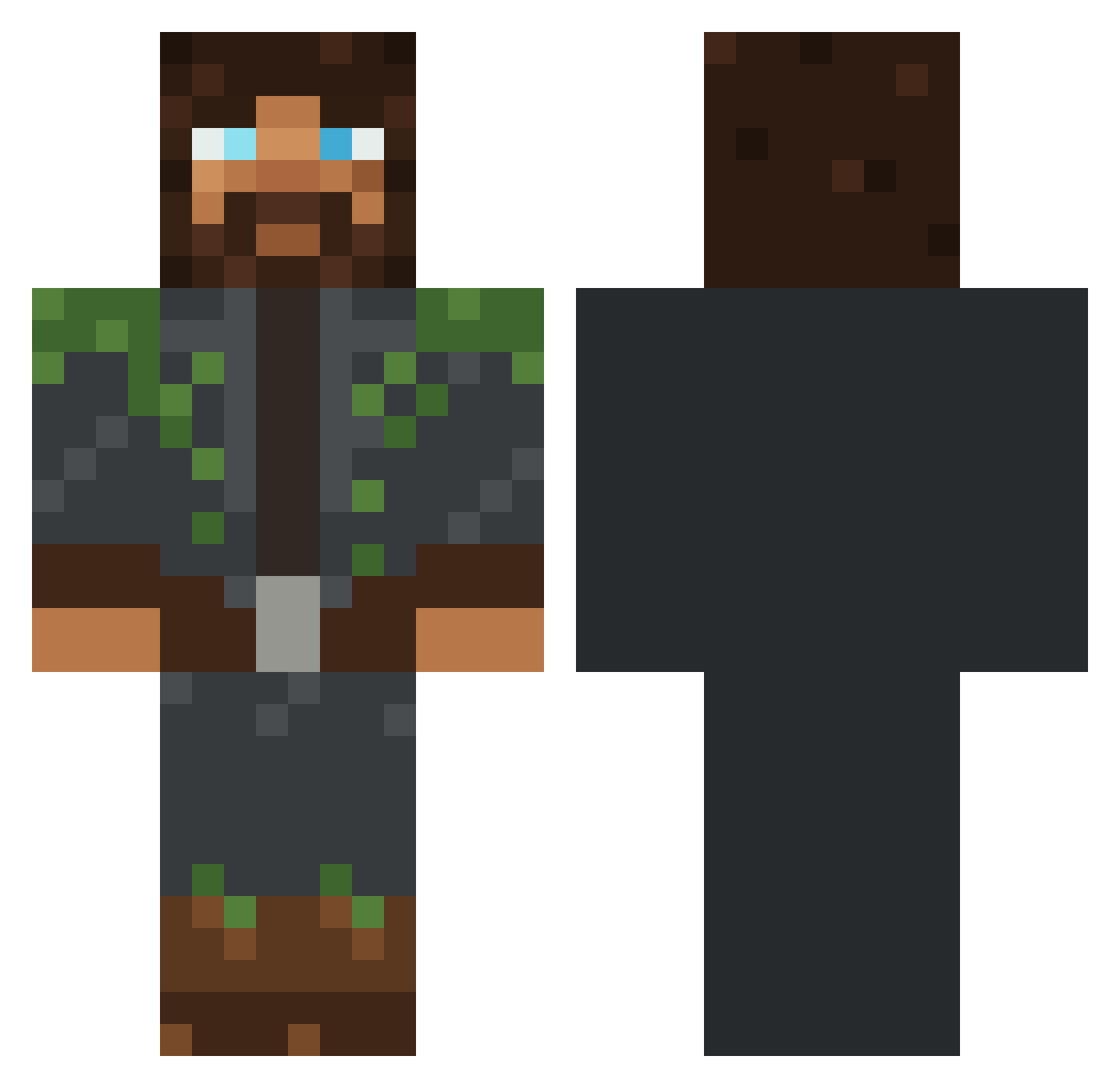 wispwren Minecraft skin, front and back view