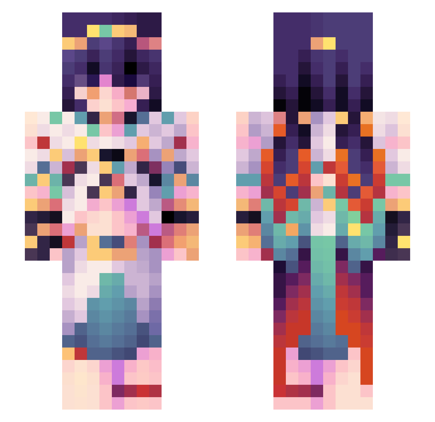 XSuzki Minecraft skin, front and back view