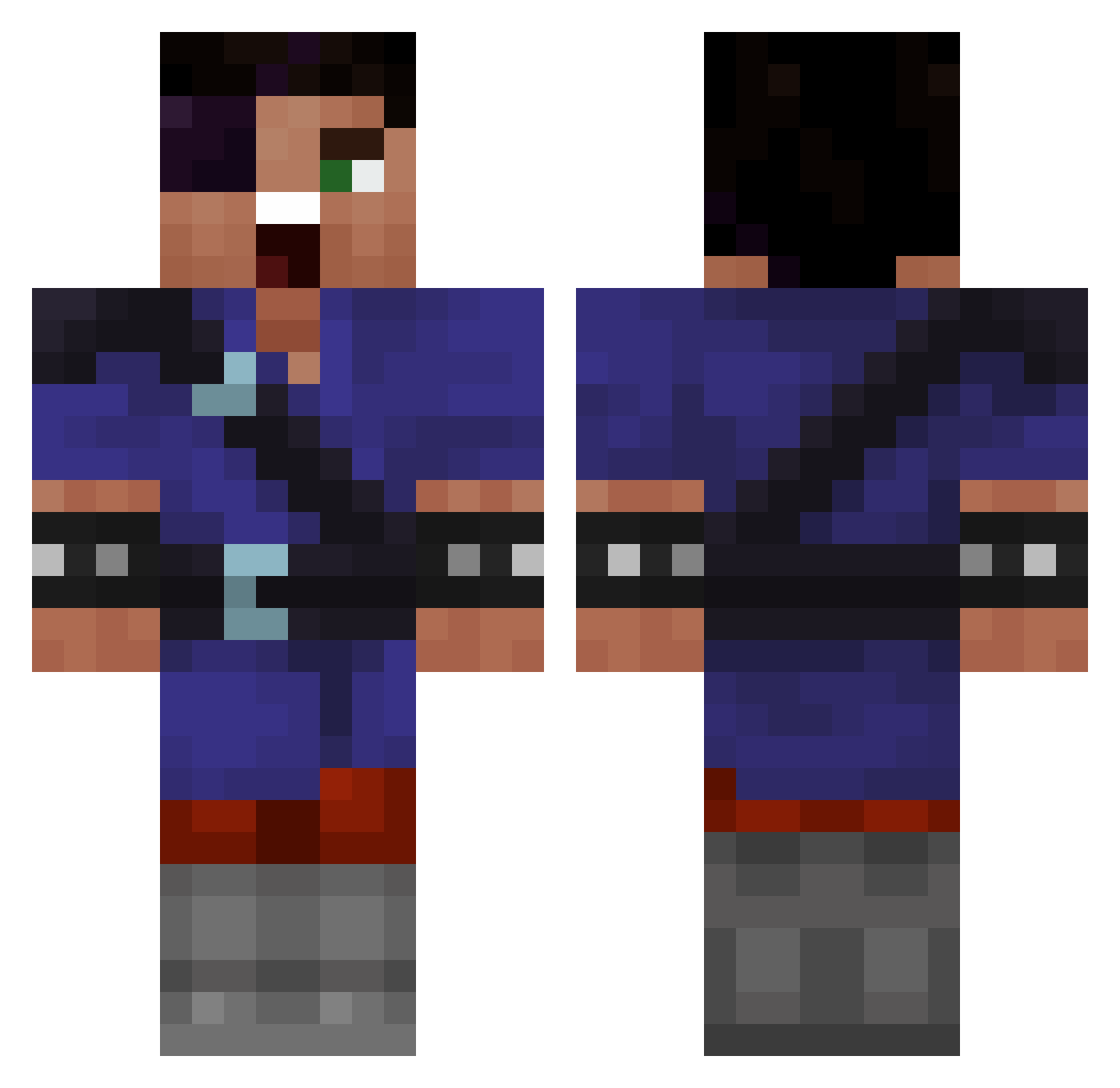 Tomatkilka03 Minecraft skin, front and back view