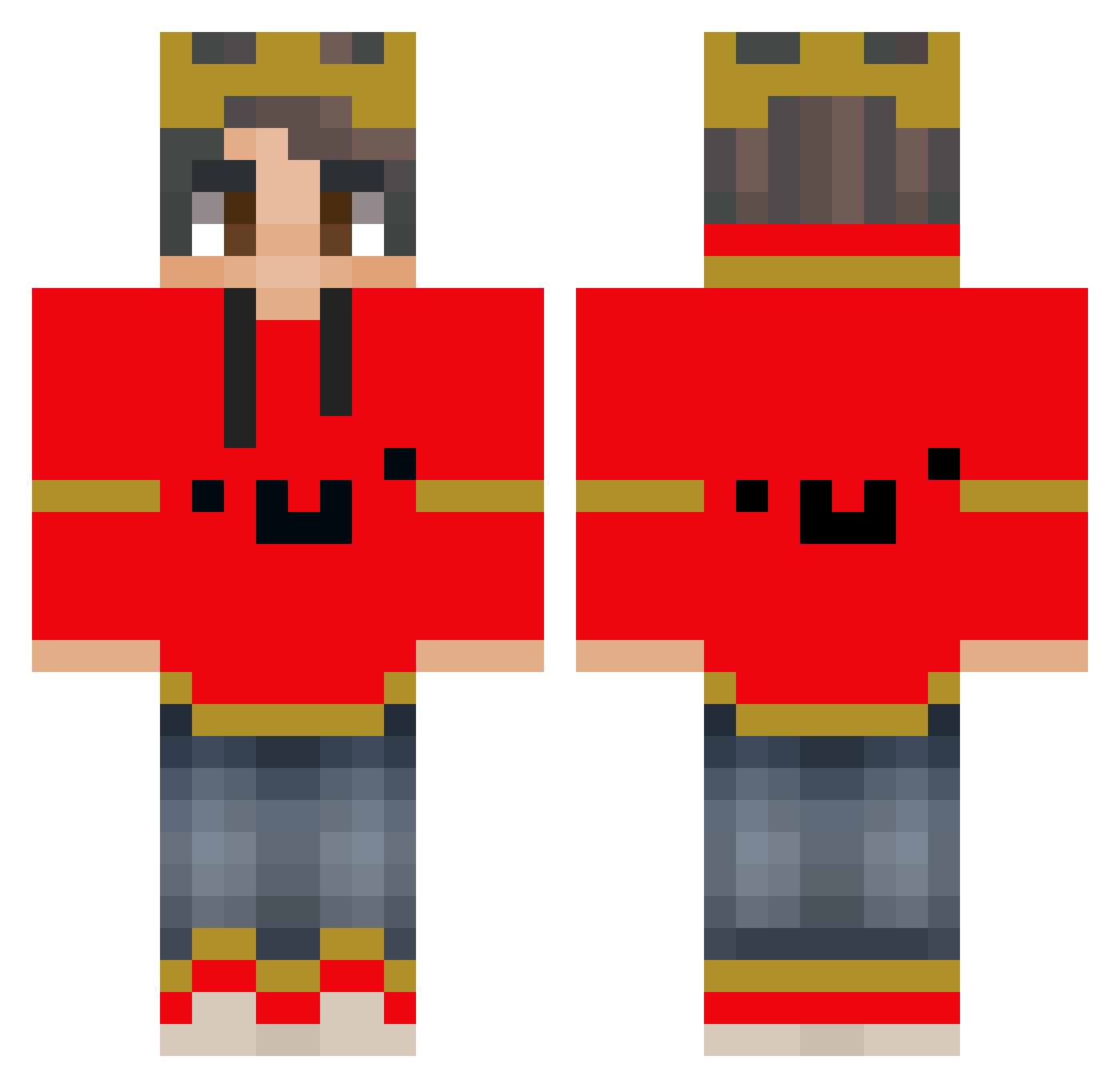 JacksonHoo Minecraft skin, front and back view