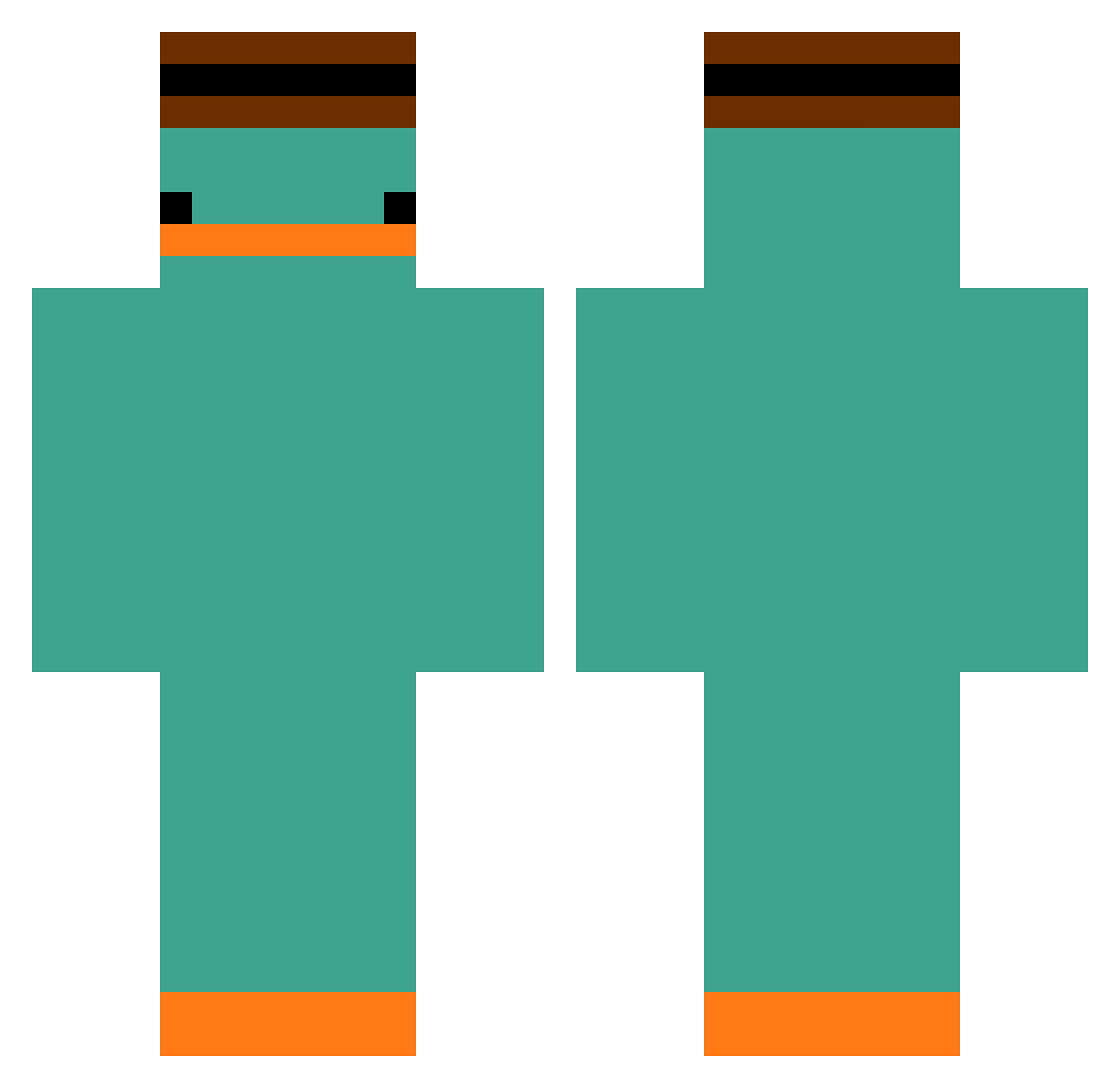 PoggyWoo Minecraft skin, front and back view