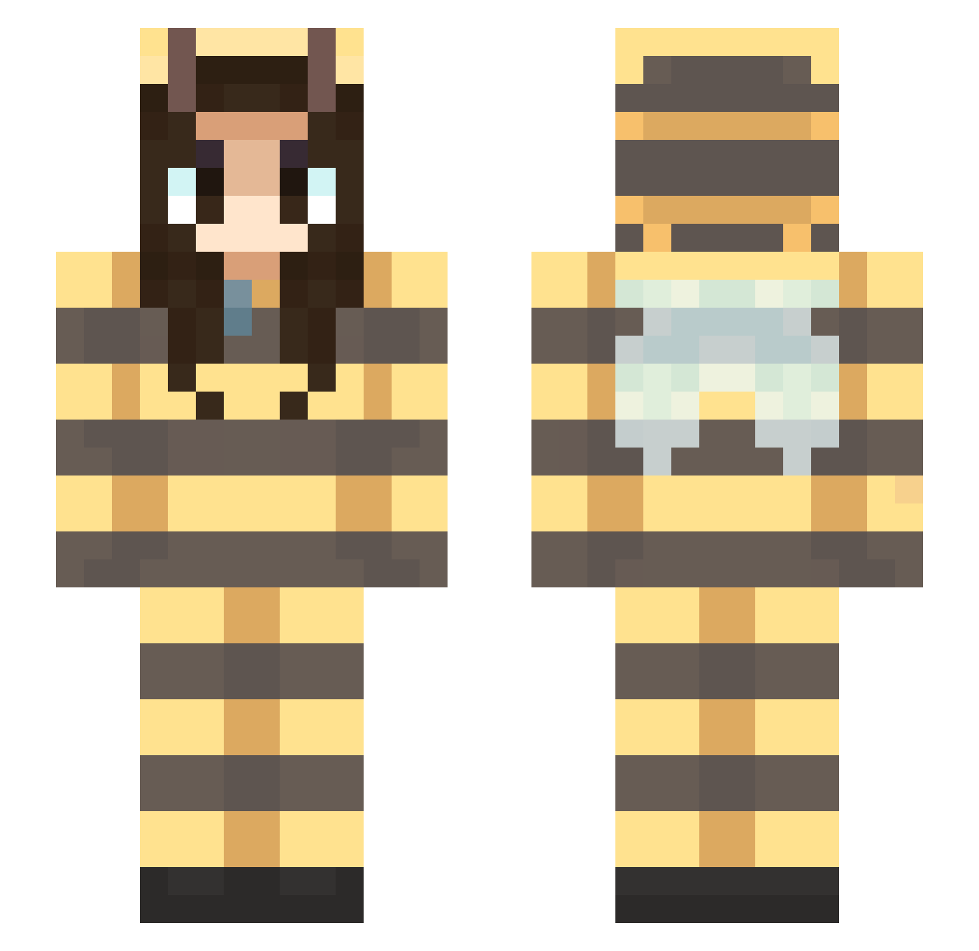 jellyyybee Minecraft skin, front and back view