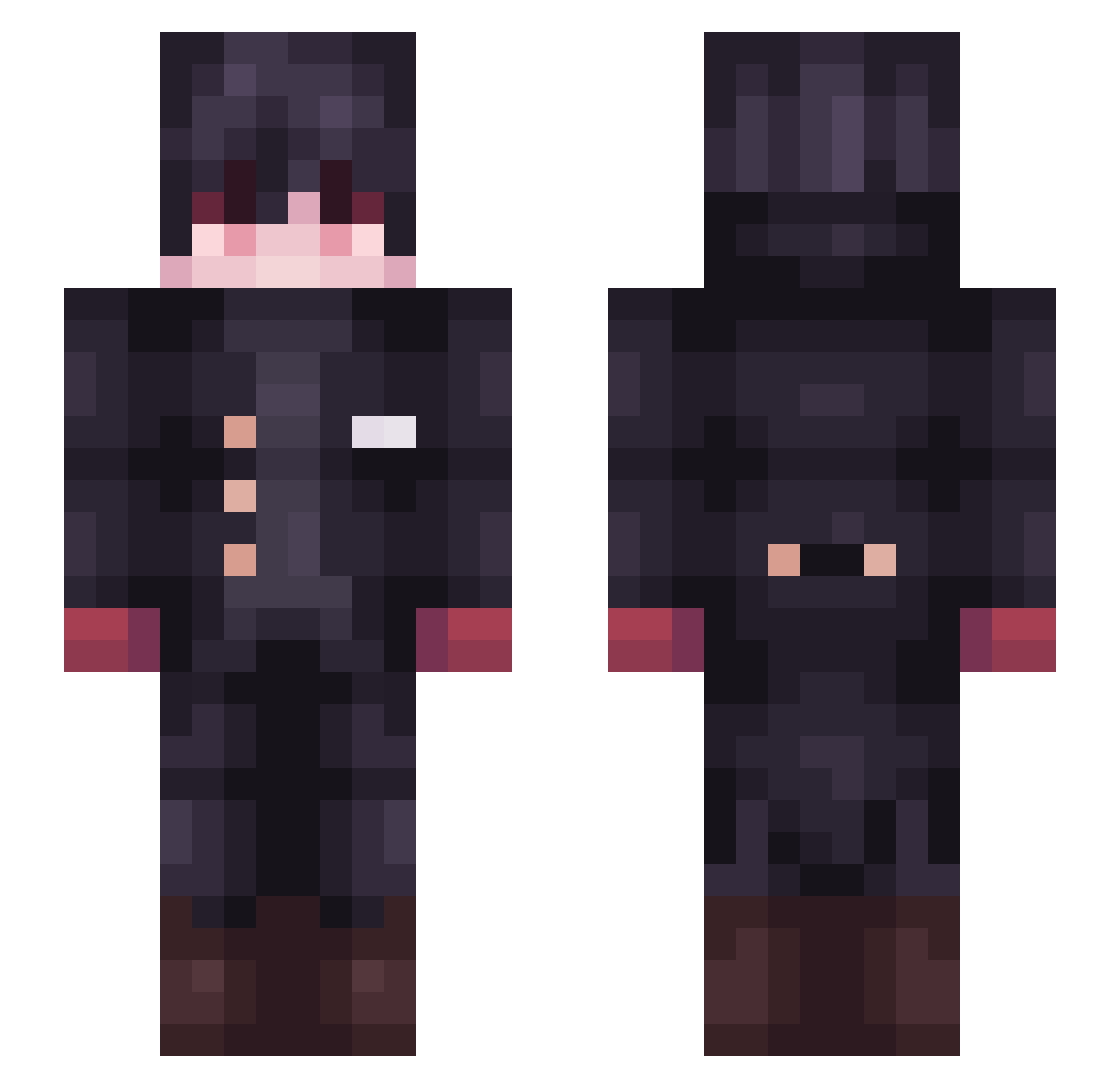 Greedylol Minecraft skin, front and back view