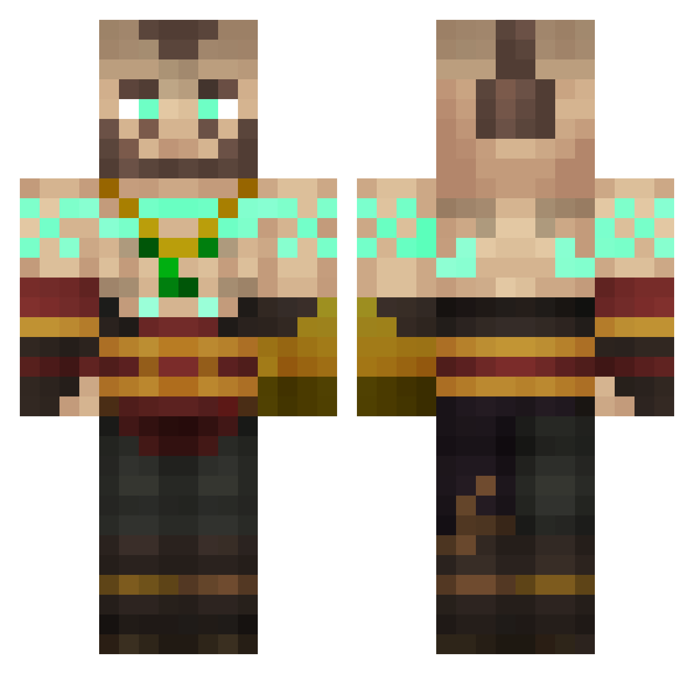 LoopyTofu Minecraft skin, front and back view