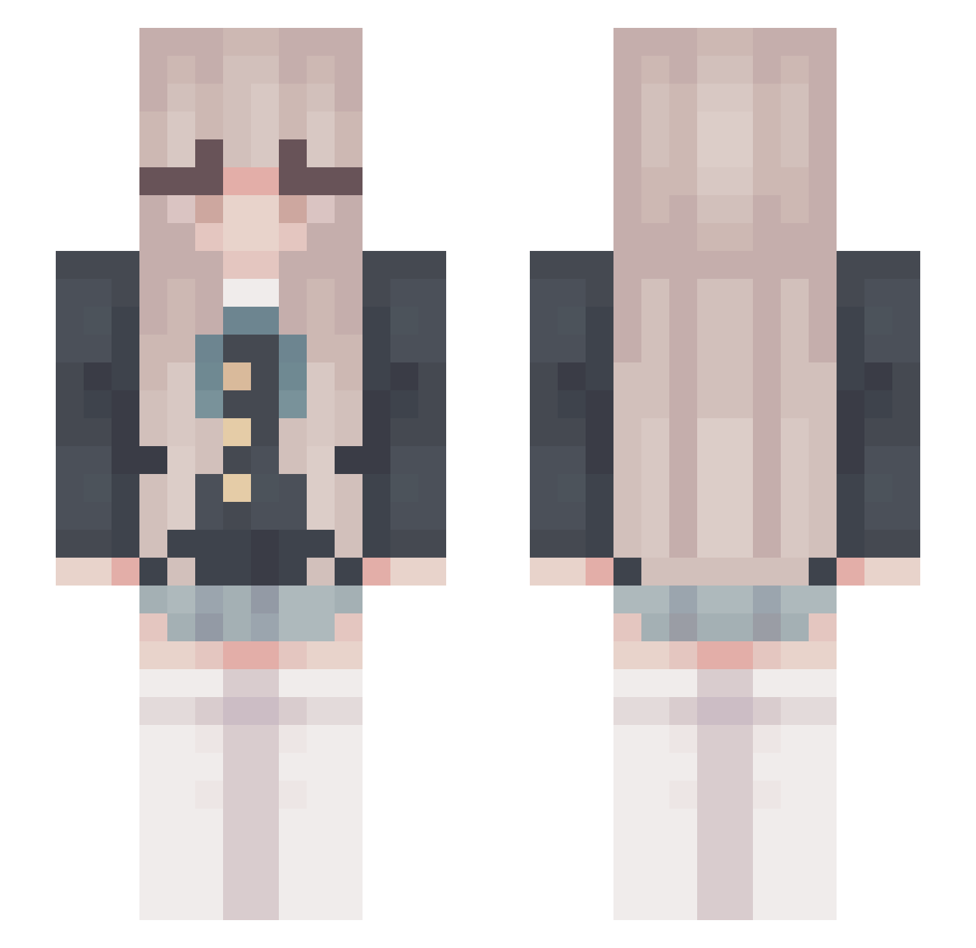 RainyGalaxy Minecraft skin, front and back view