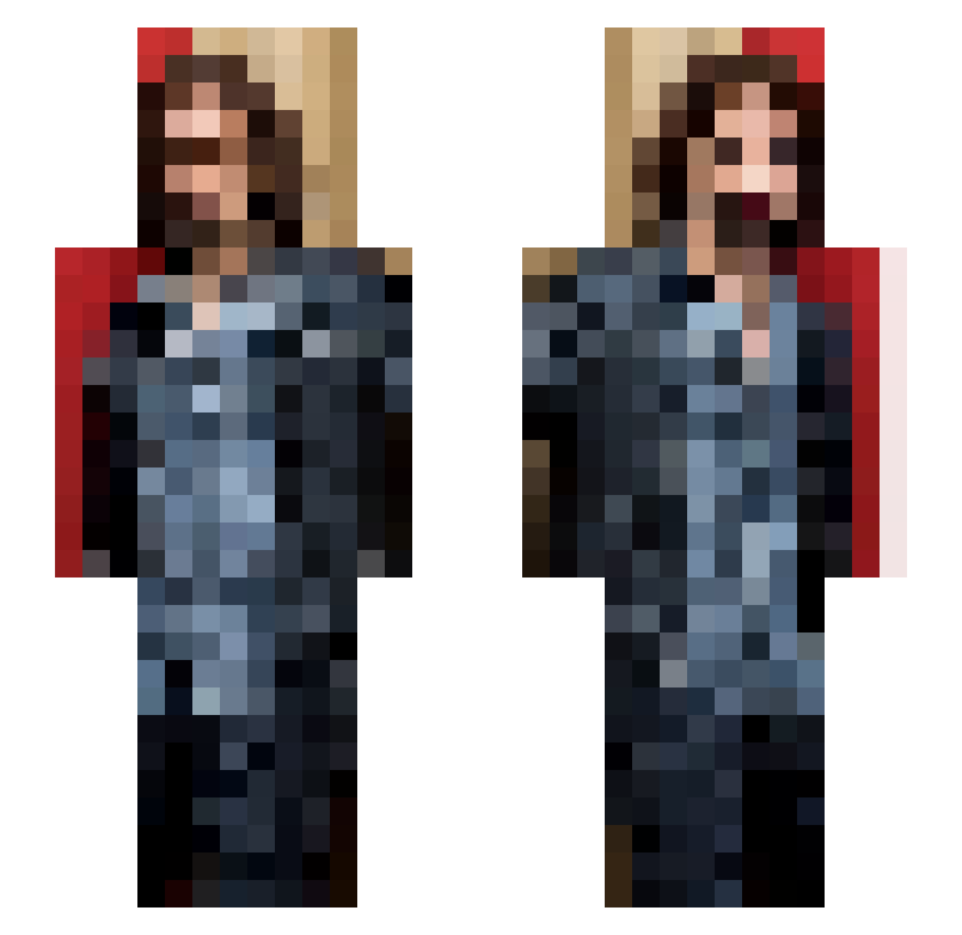 vilka_deadinside Minecraft skin, front and back view