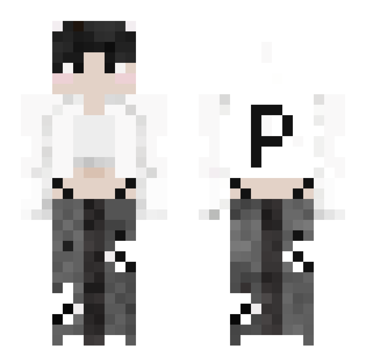 T0ASTY11 Minecraft skin, front and back view