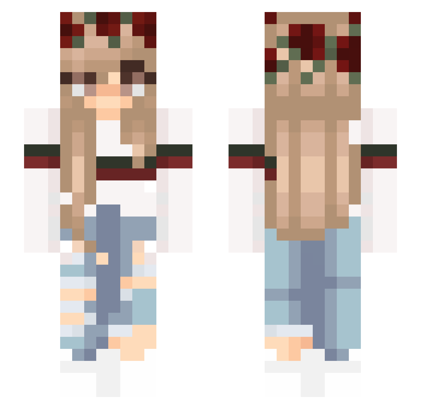 RebRed Minecraft skin, front and back view