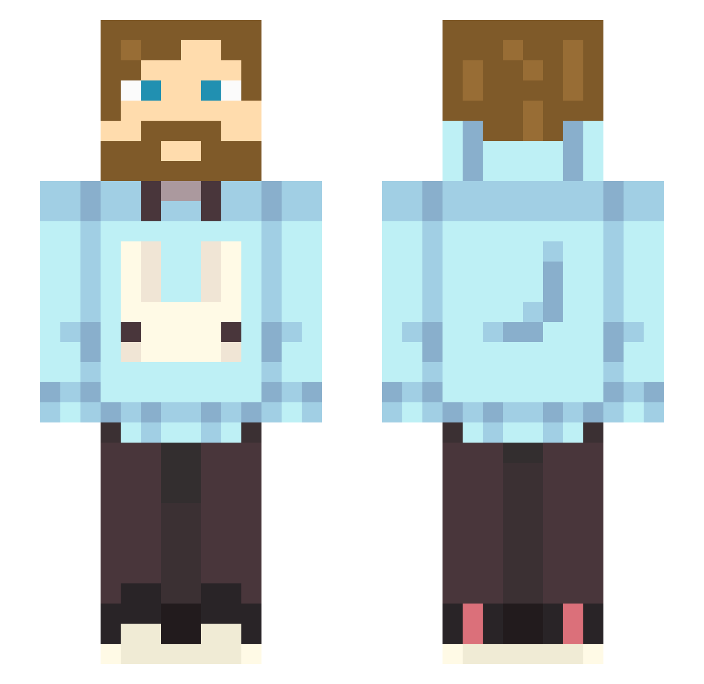 Swene Minecraft skin, front and back view