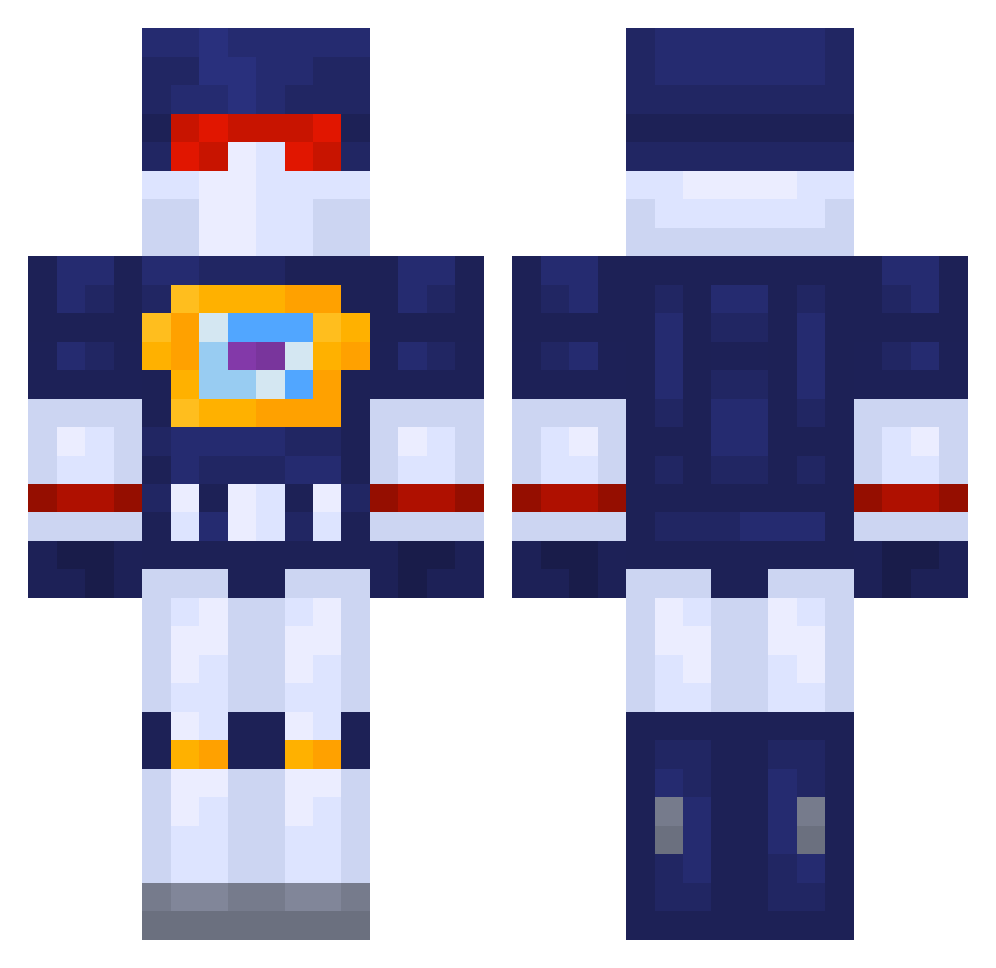 FoothWith Minecraft skin, front and back view