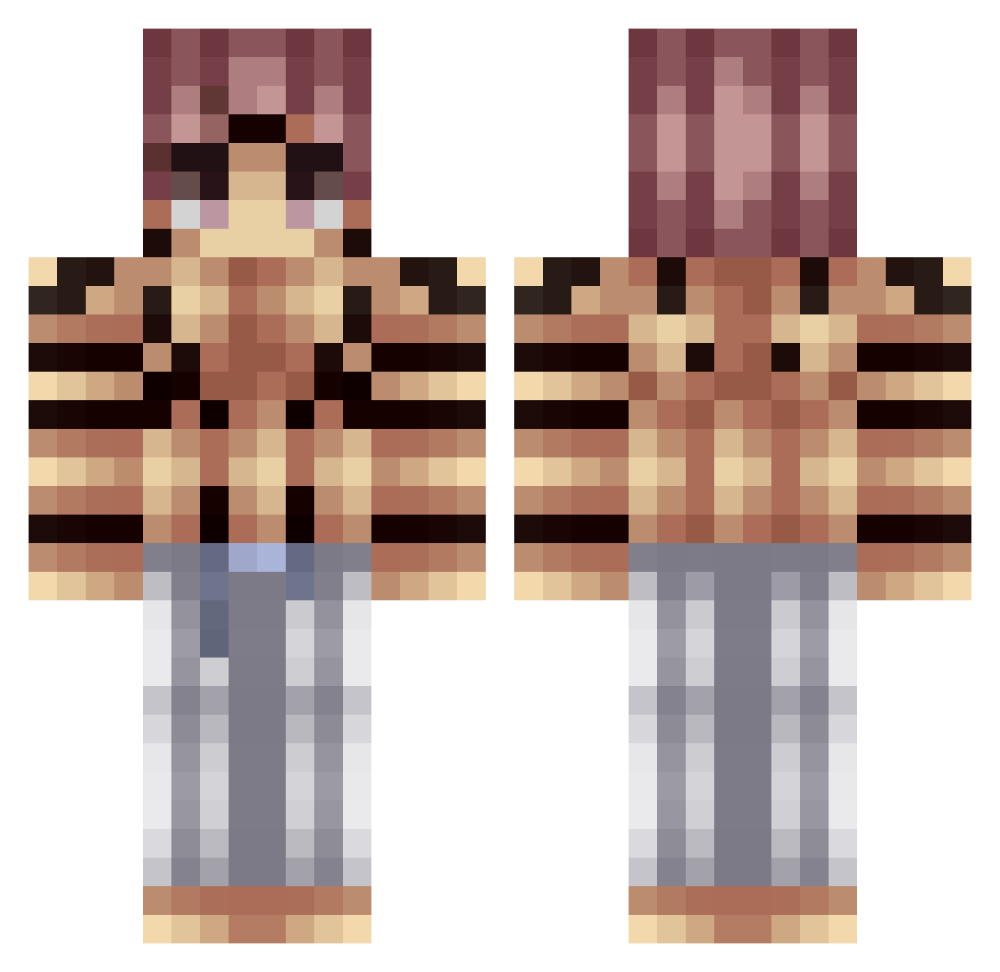 xenooc Minecraft skin, front and back view