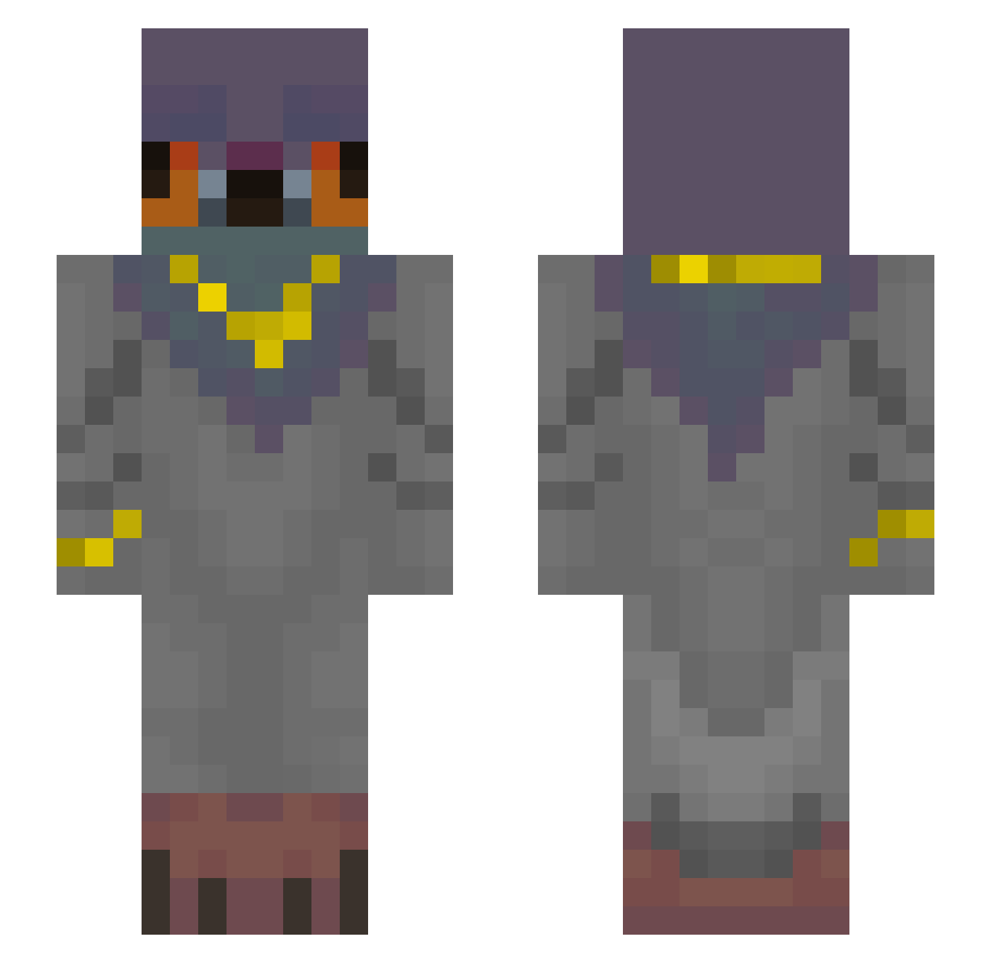 Platvogel Minecraft skin, front and back view