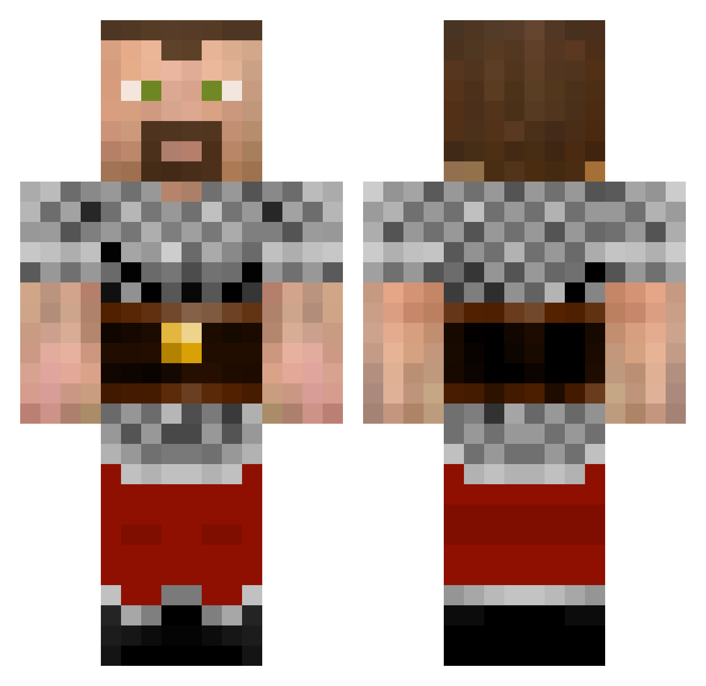 malaclypse Minecraft skin, front and back view