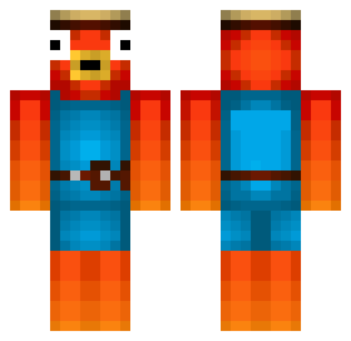 Pippy48 Minecraft skin, front and back view