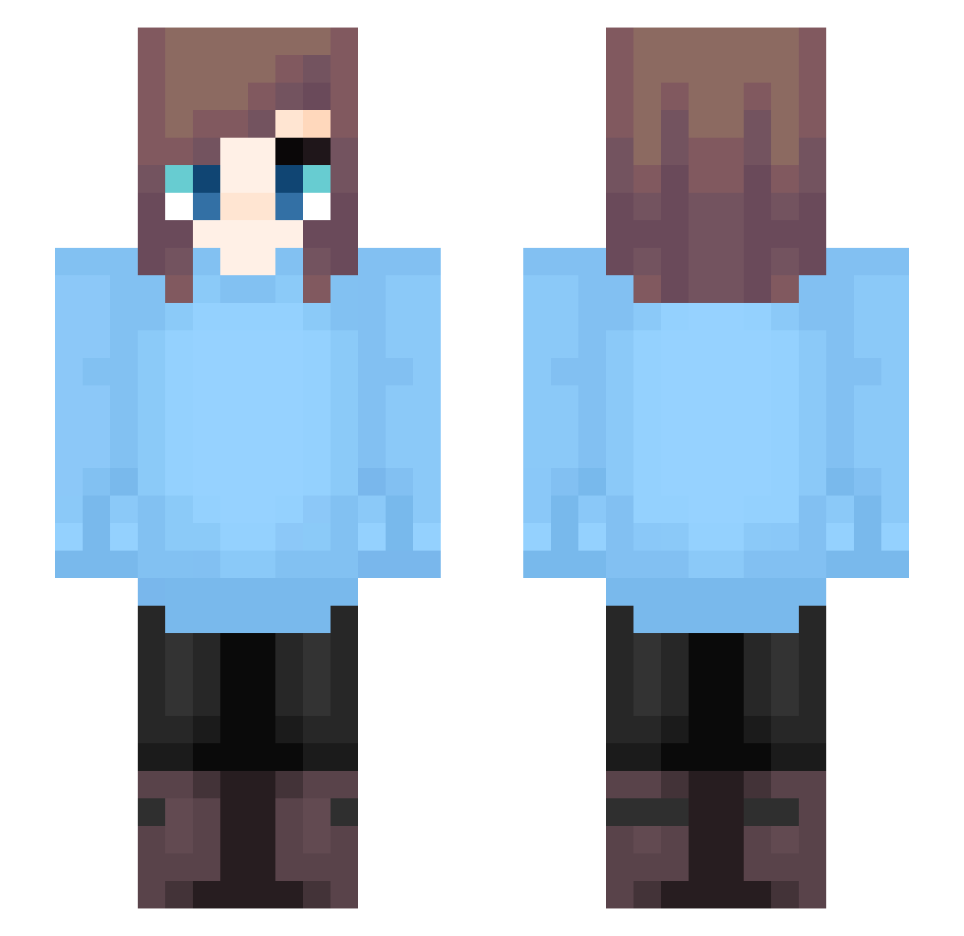 SoulBell Minecraft skin, front and back view
