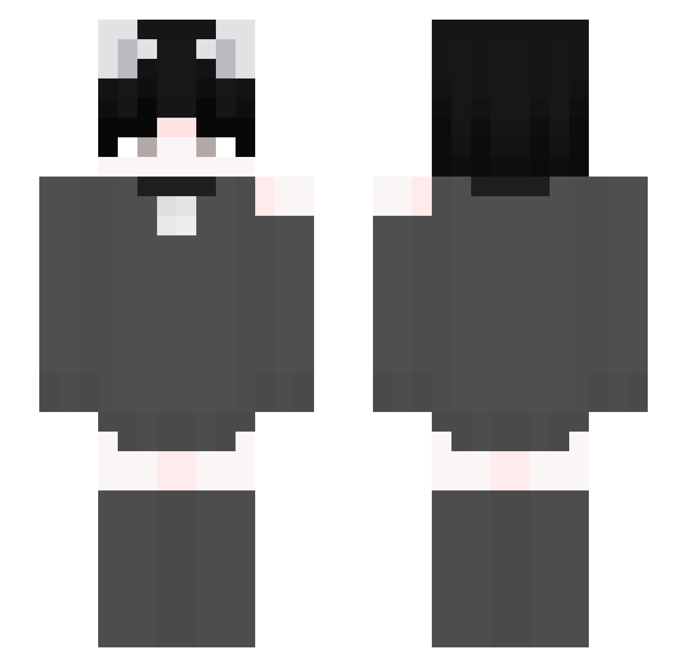 May0den0che Minecraft skin, front and back view