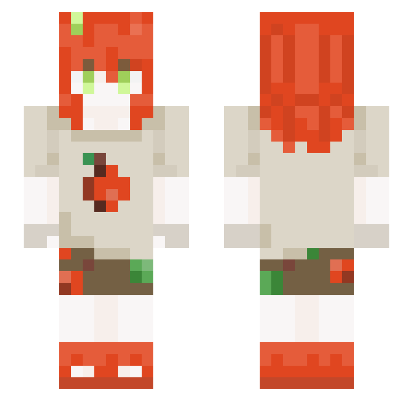 Leafen Minecraft skin, front and back view