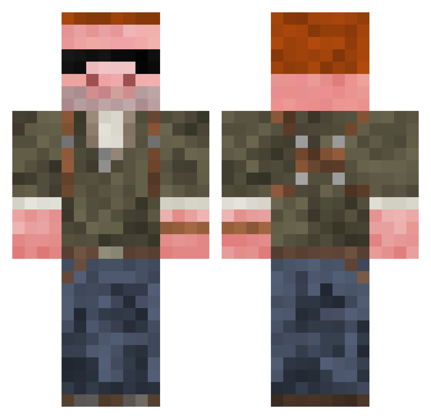 Estevoid Minecraft skin, front and back view