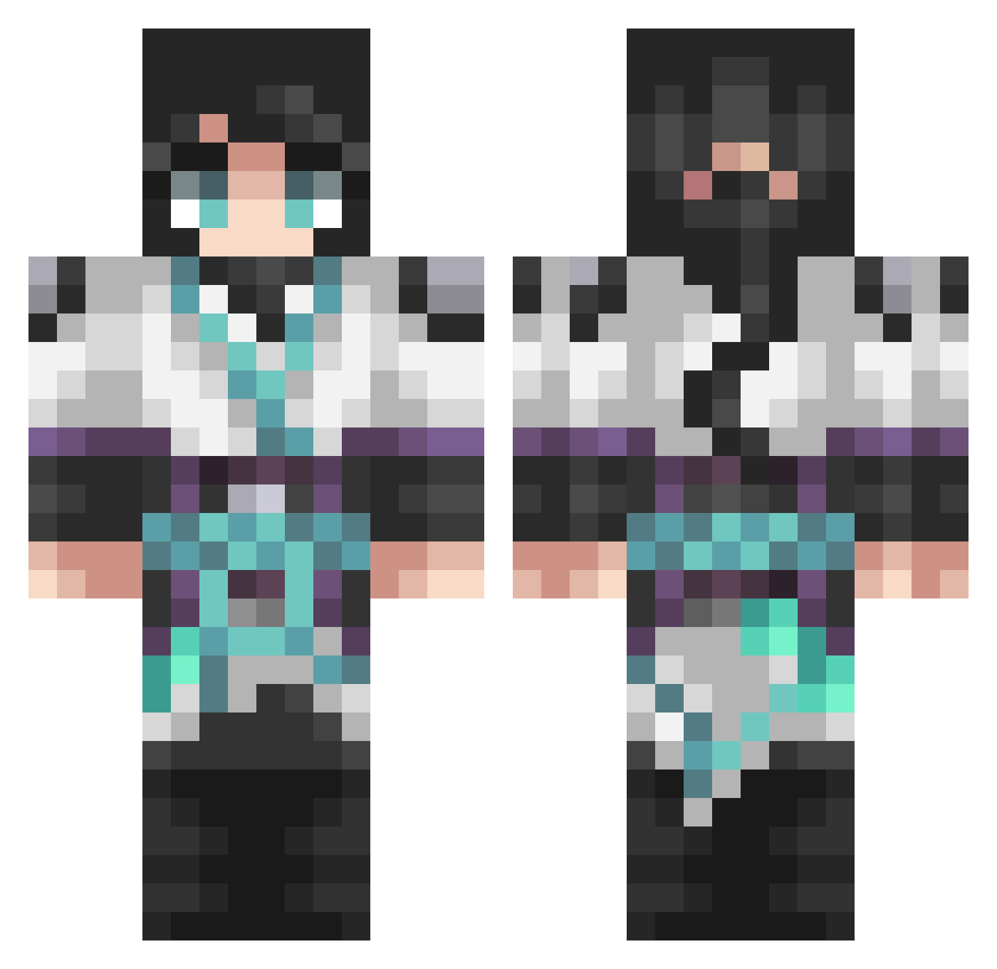 Vesiclespace Minecraft skin, front and back view