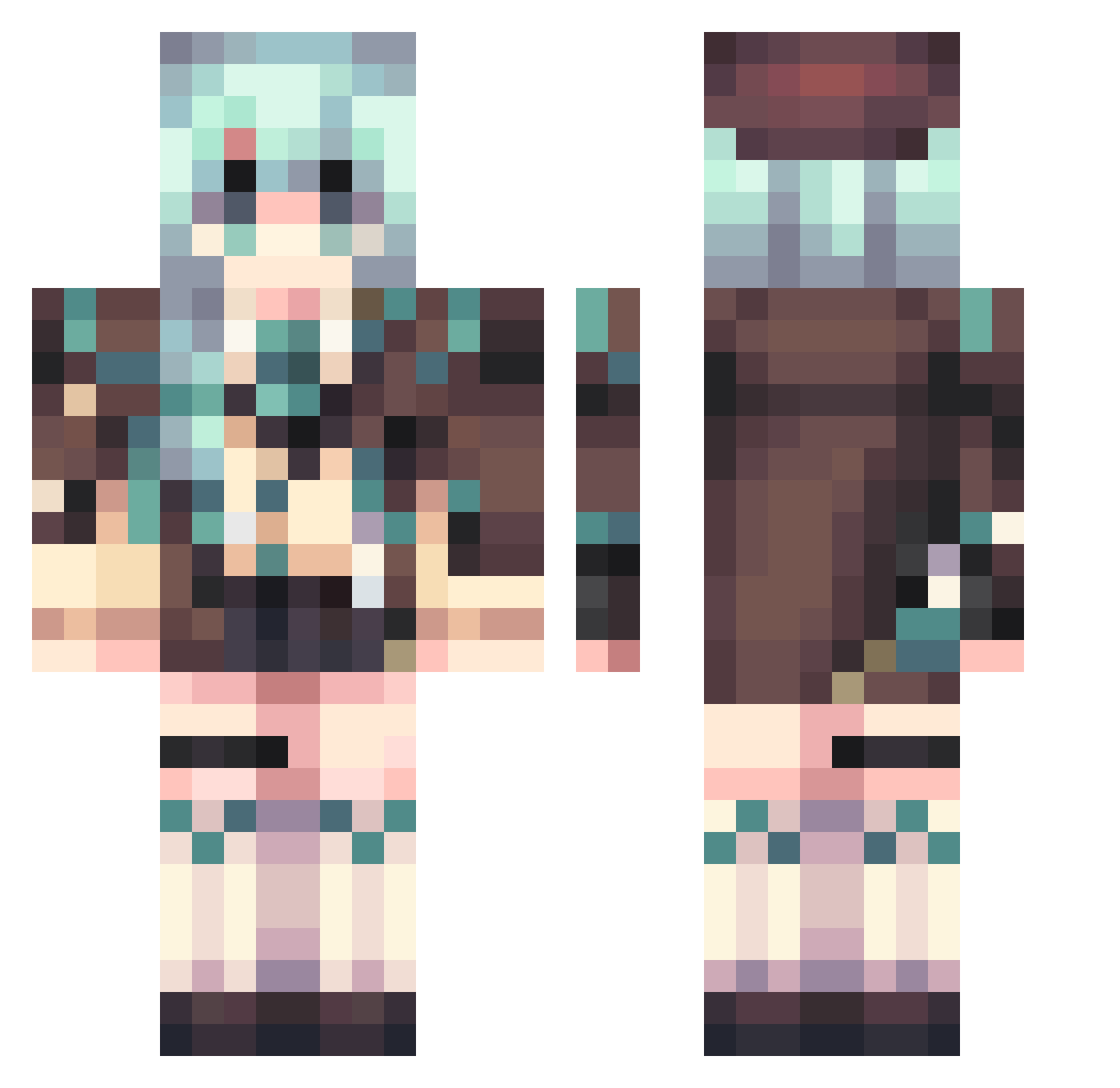 Lavaprint Minecraft skin, front and back view