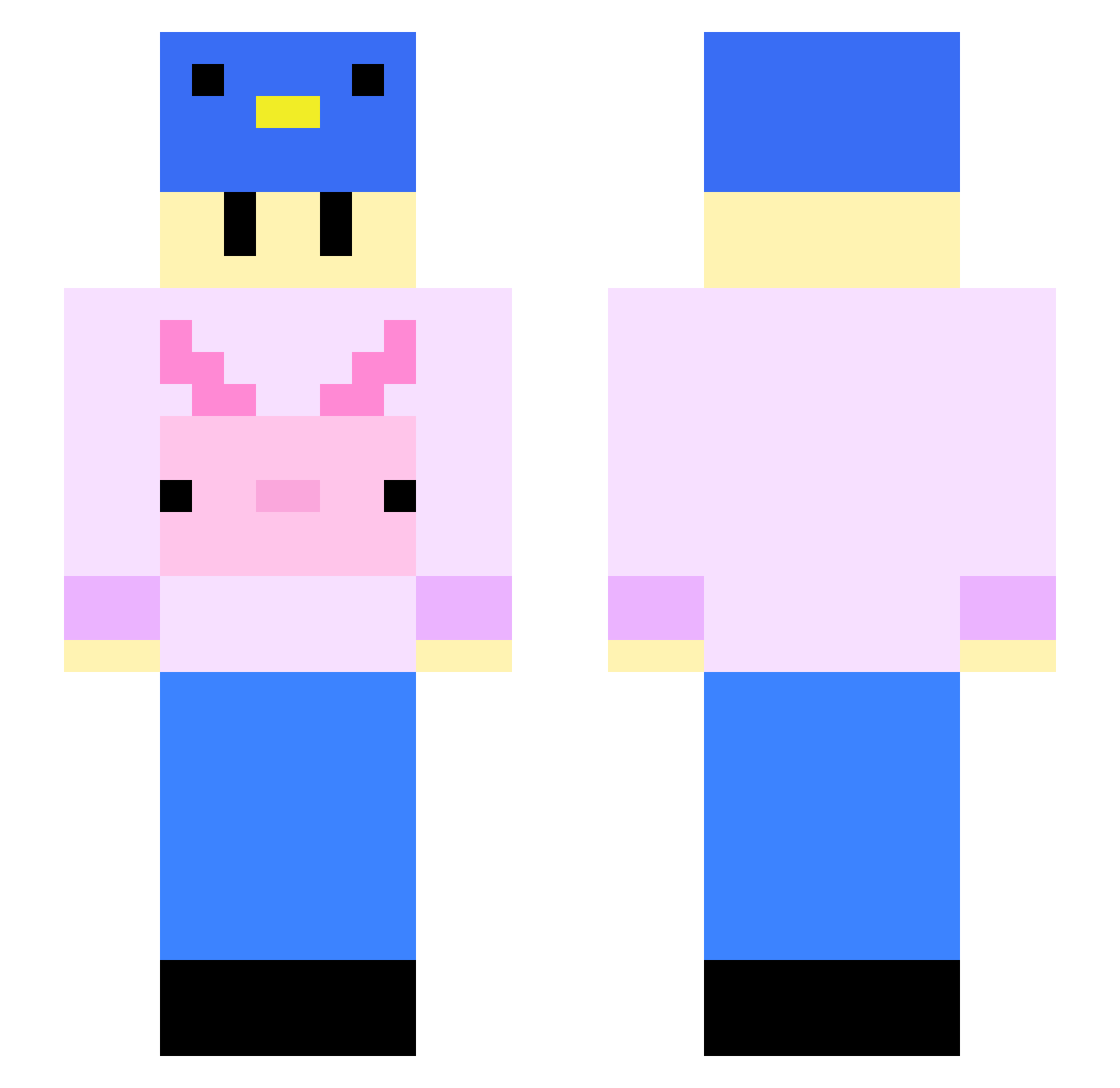 JustNormalFanFan Minecraft skin, front and back view