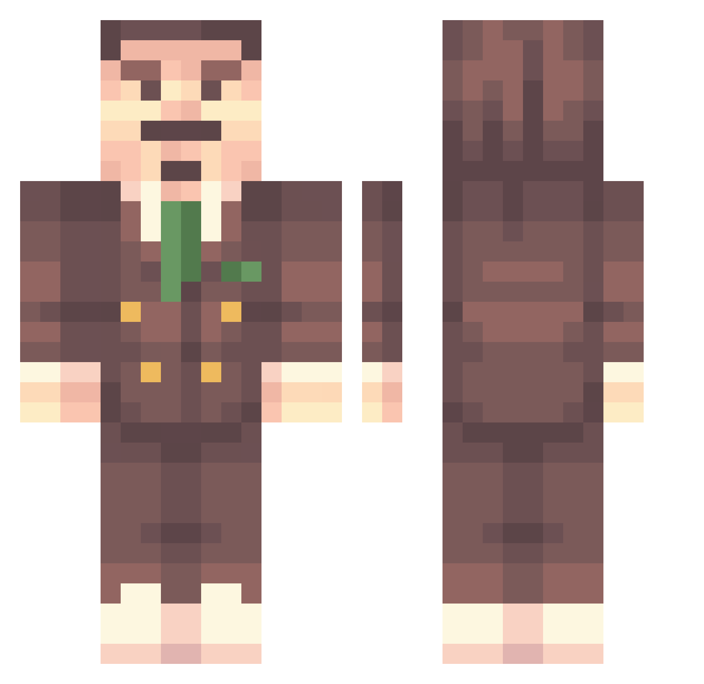 MangeMPB Minecraft skin, front and back view