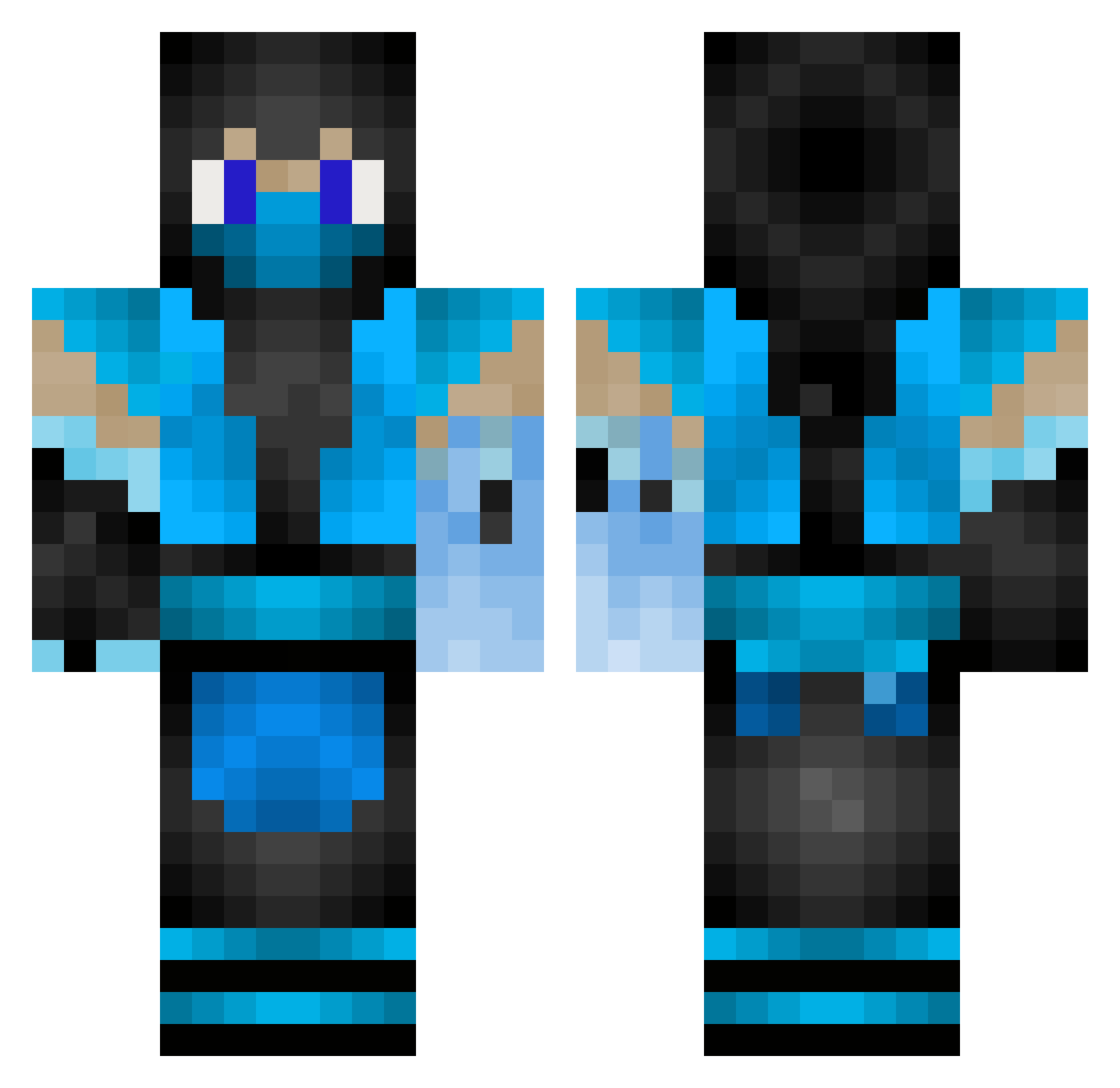 AvaWyllie Minecraft skin, front and back view