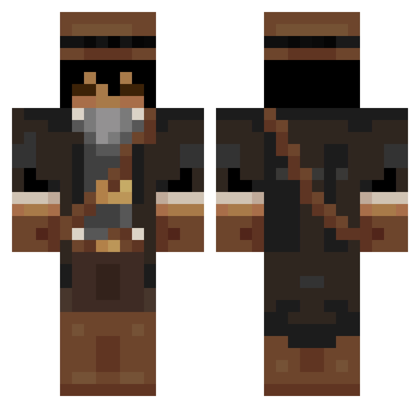 Unbornwarrior Minecraft skin, front and back view