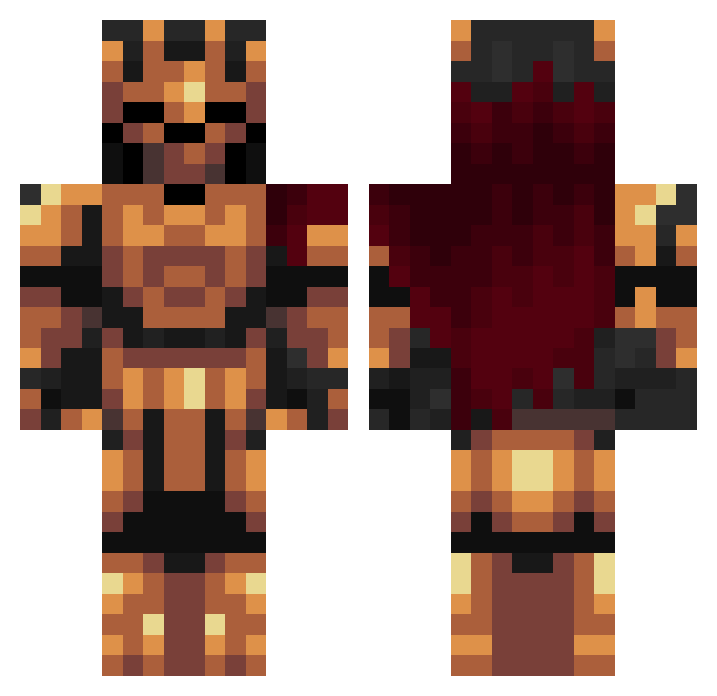 PieUnit Minecraft skin, front and back view