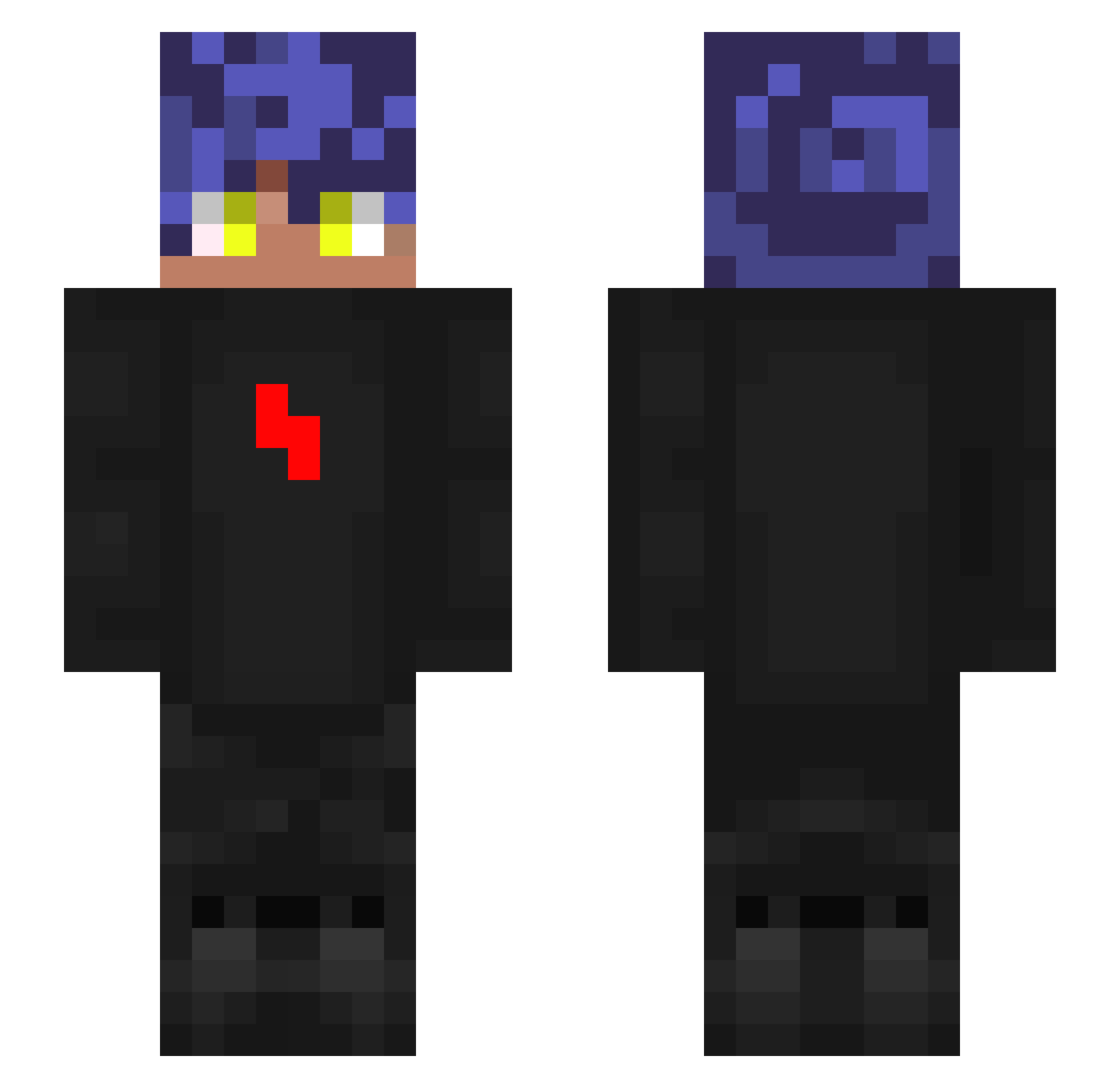 RAYOGAMES Minecraft skin, front and back view