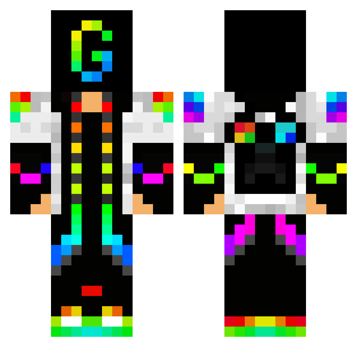 TRTBBee Minecraft skin, front and back view