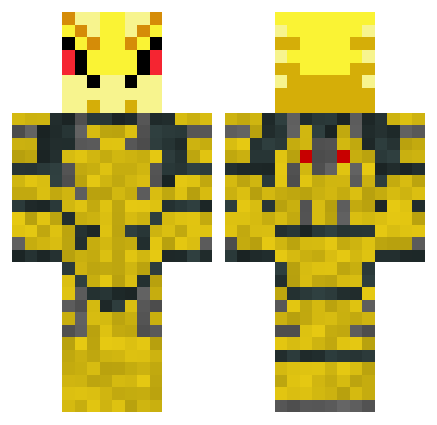Traxide Minecraft skin, front and back view